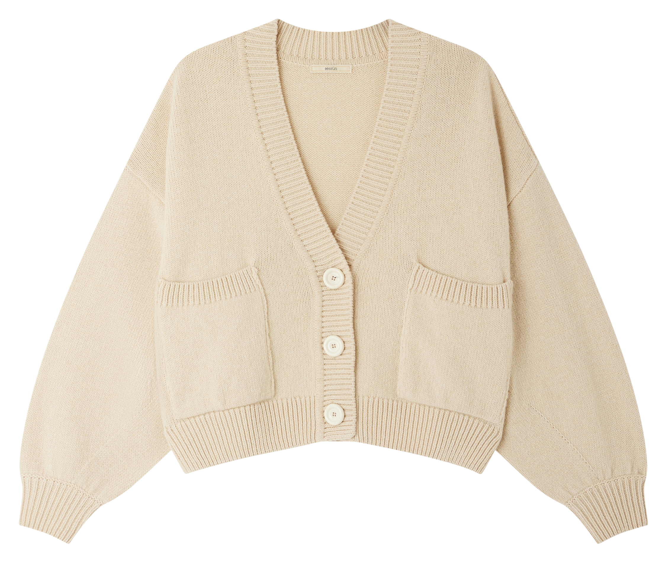 Cardigan ample uni en laine et cachemire SESSUN Beige