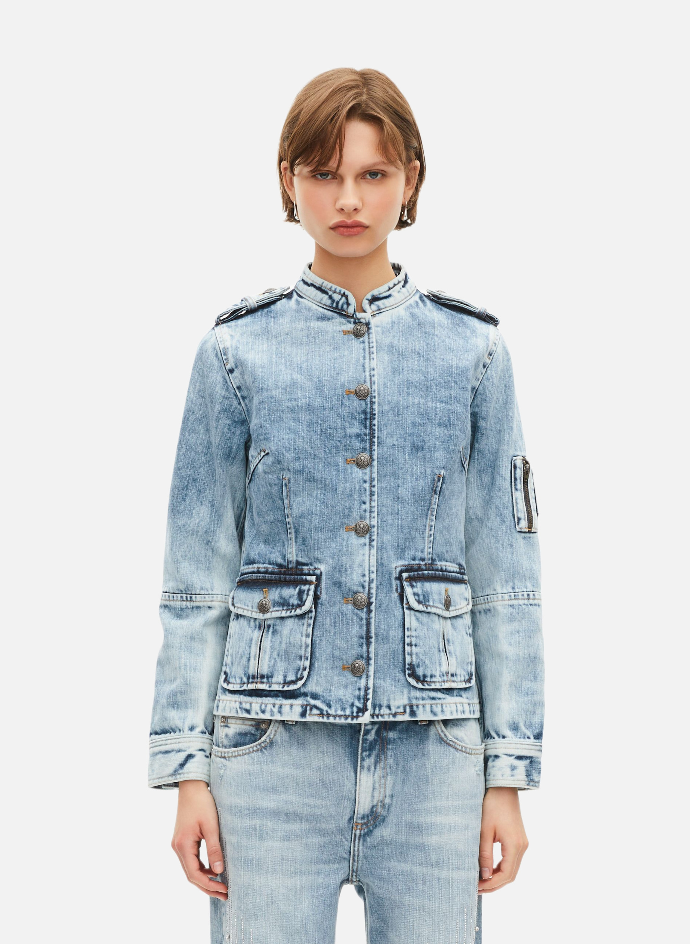 Veste style officier en denim THE KOOPLES Bleu