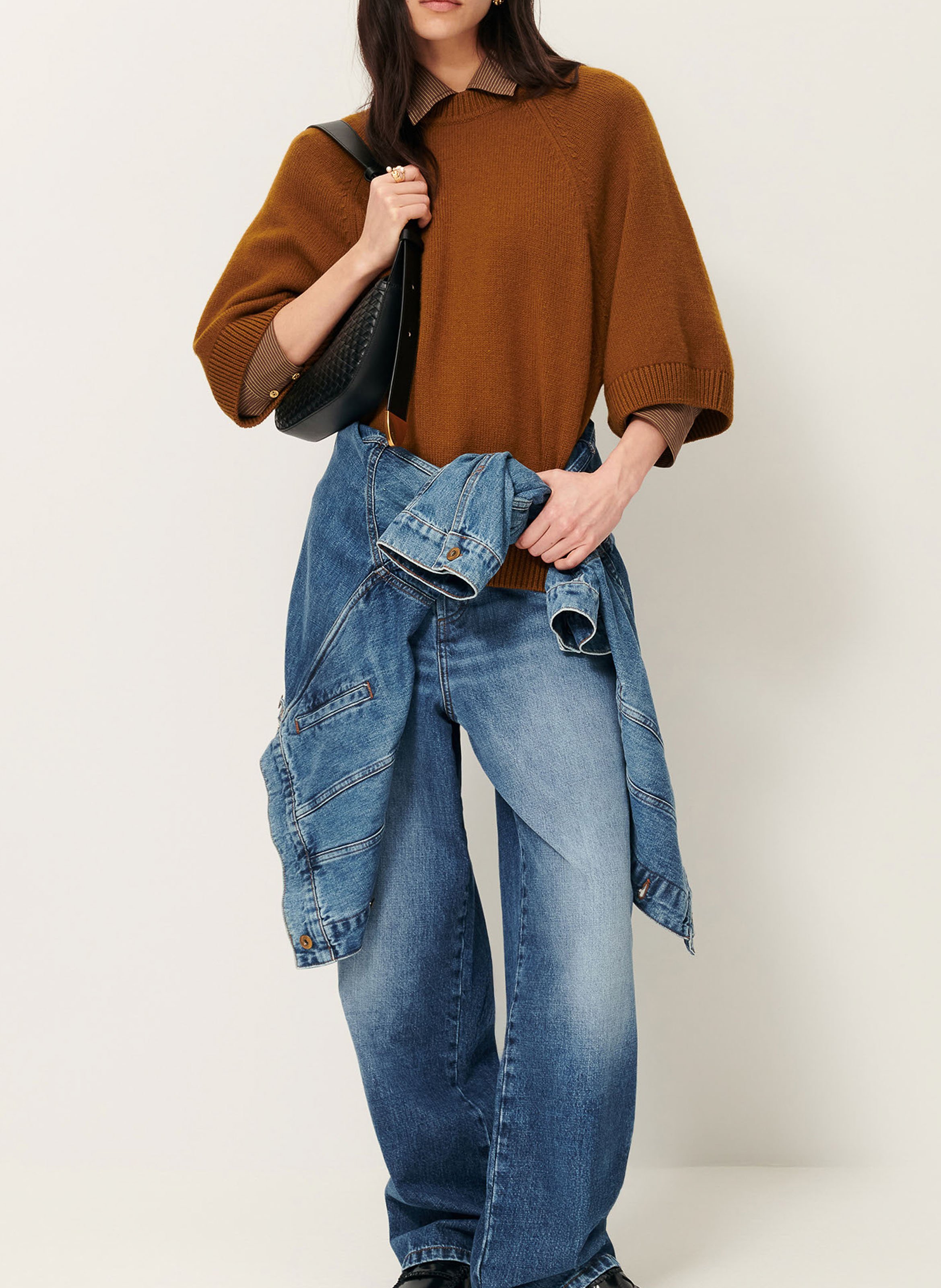 Pull col rond en laine mélangée SESSUN Marron