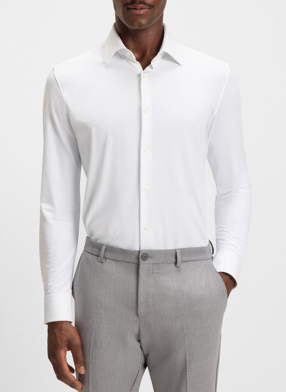 Slim-fit shirt with classic collar BOSS White