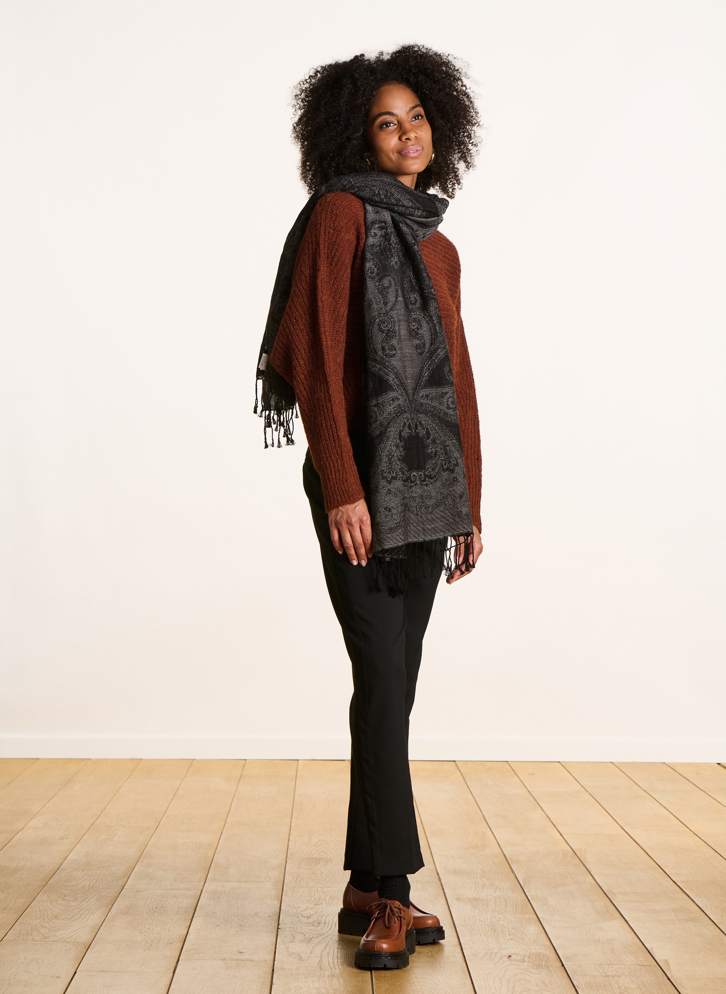 Cotton-blend scarf LA FEE MARABOUTEE Black