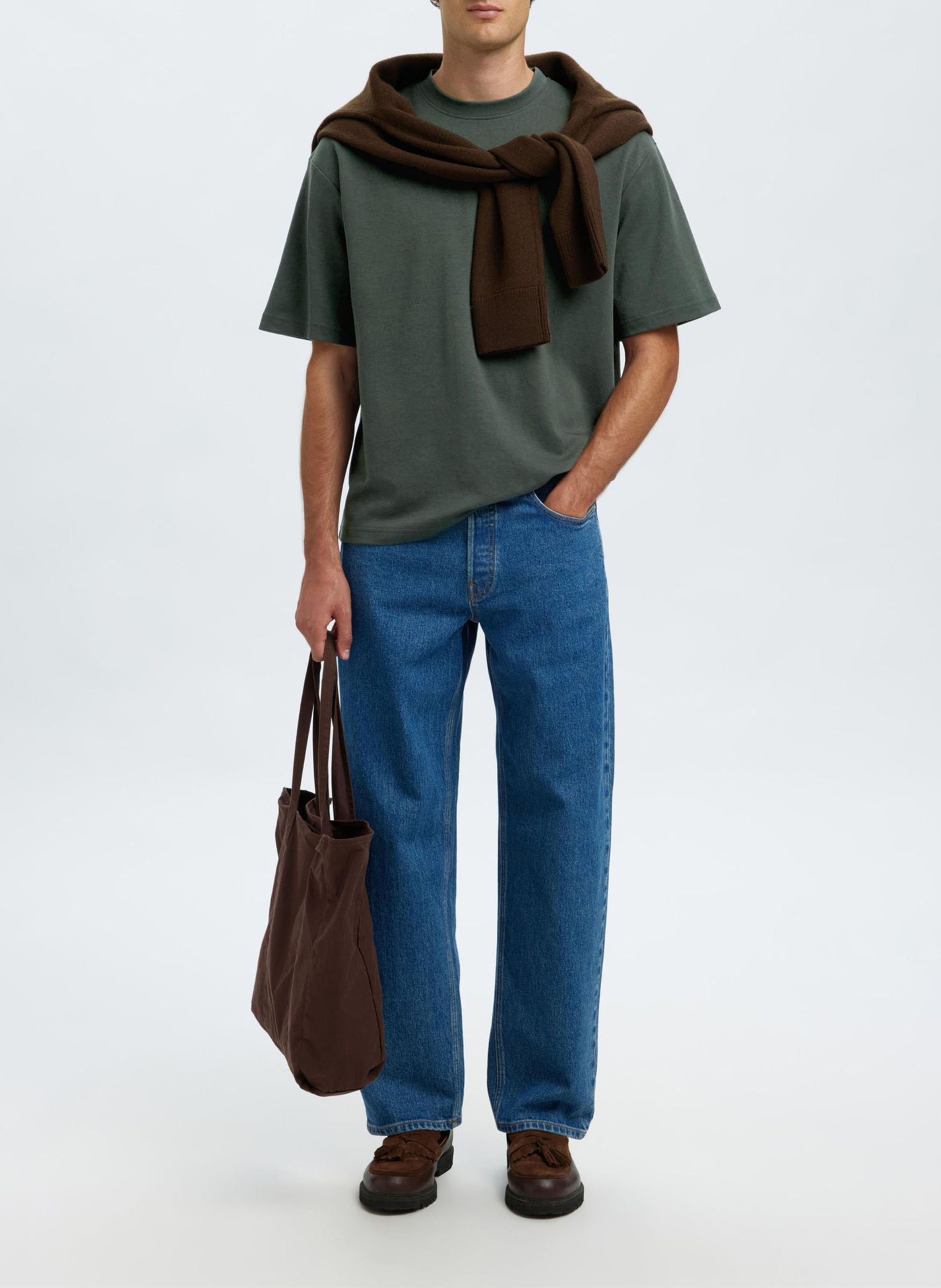 Tee-shirt oversize en coton bio mélangé SELECTED Vert