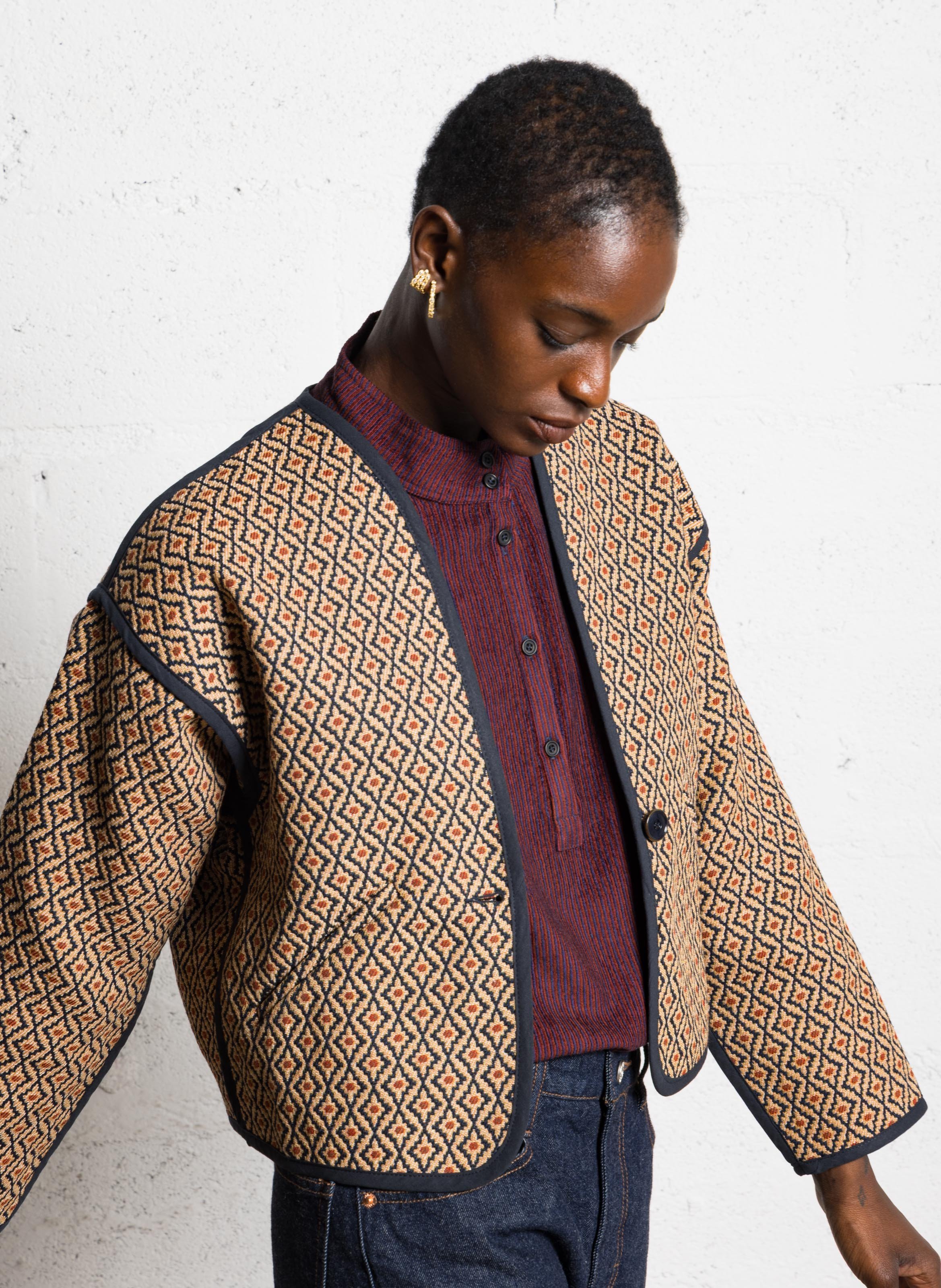 Veste brodée ample col V SACRECOEUR Multicolore