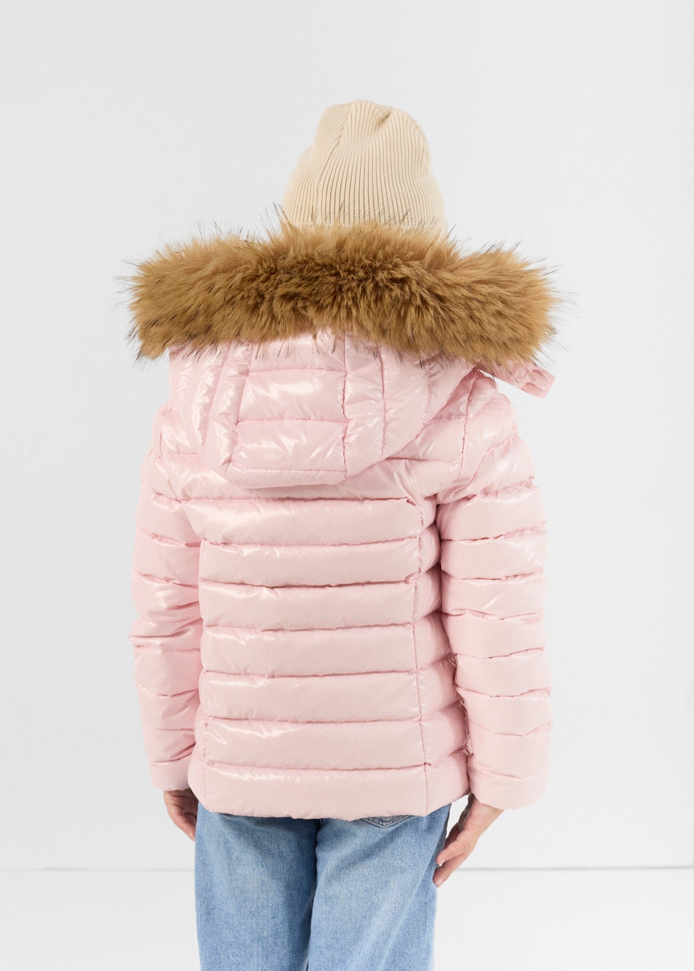 Children's down jacket for extreme cold in lacquered petal pink Olympe JOTT Pink