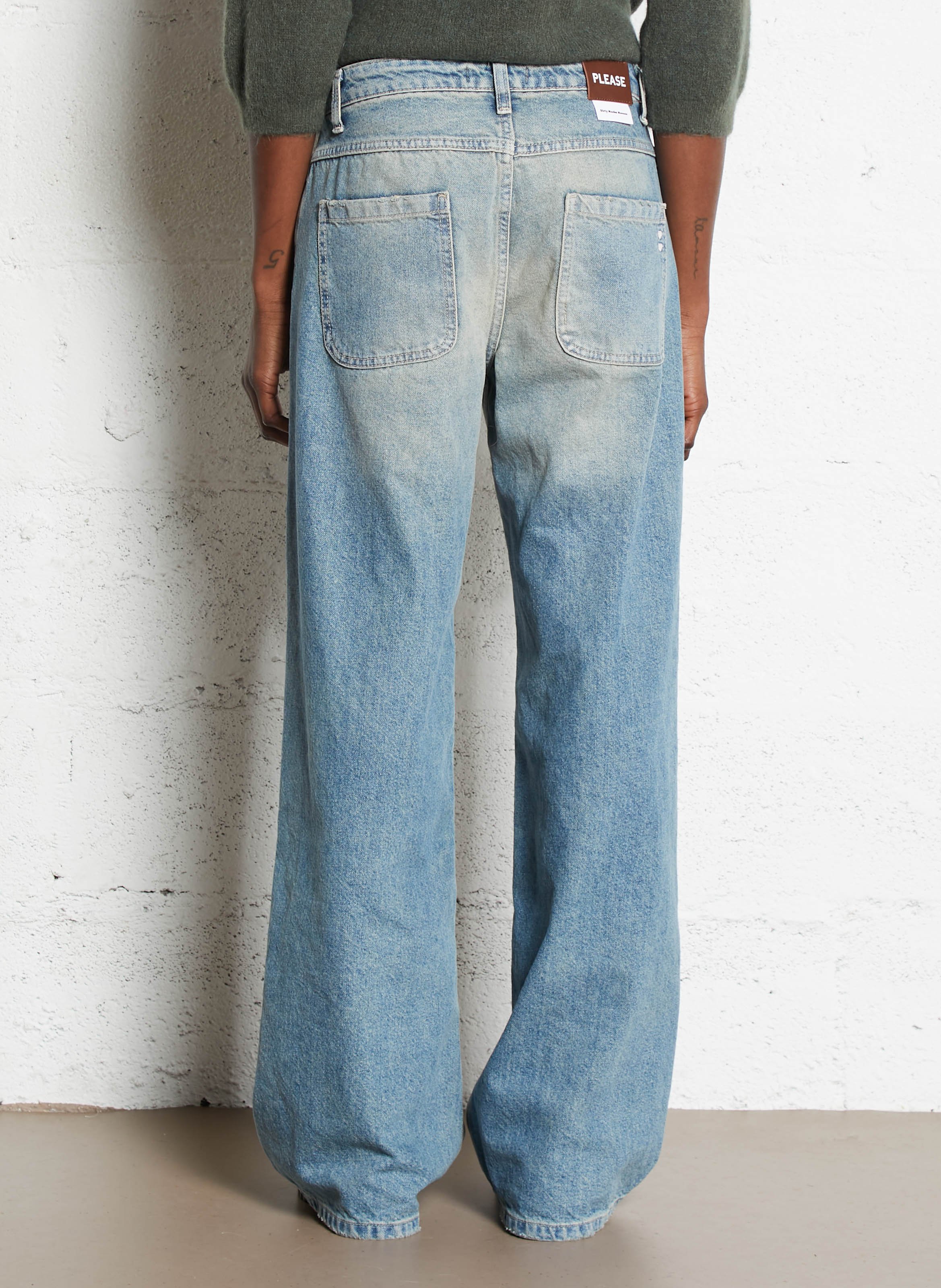 Jean large en coton PLEASE Bleu