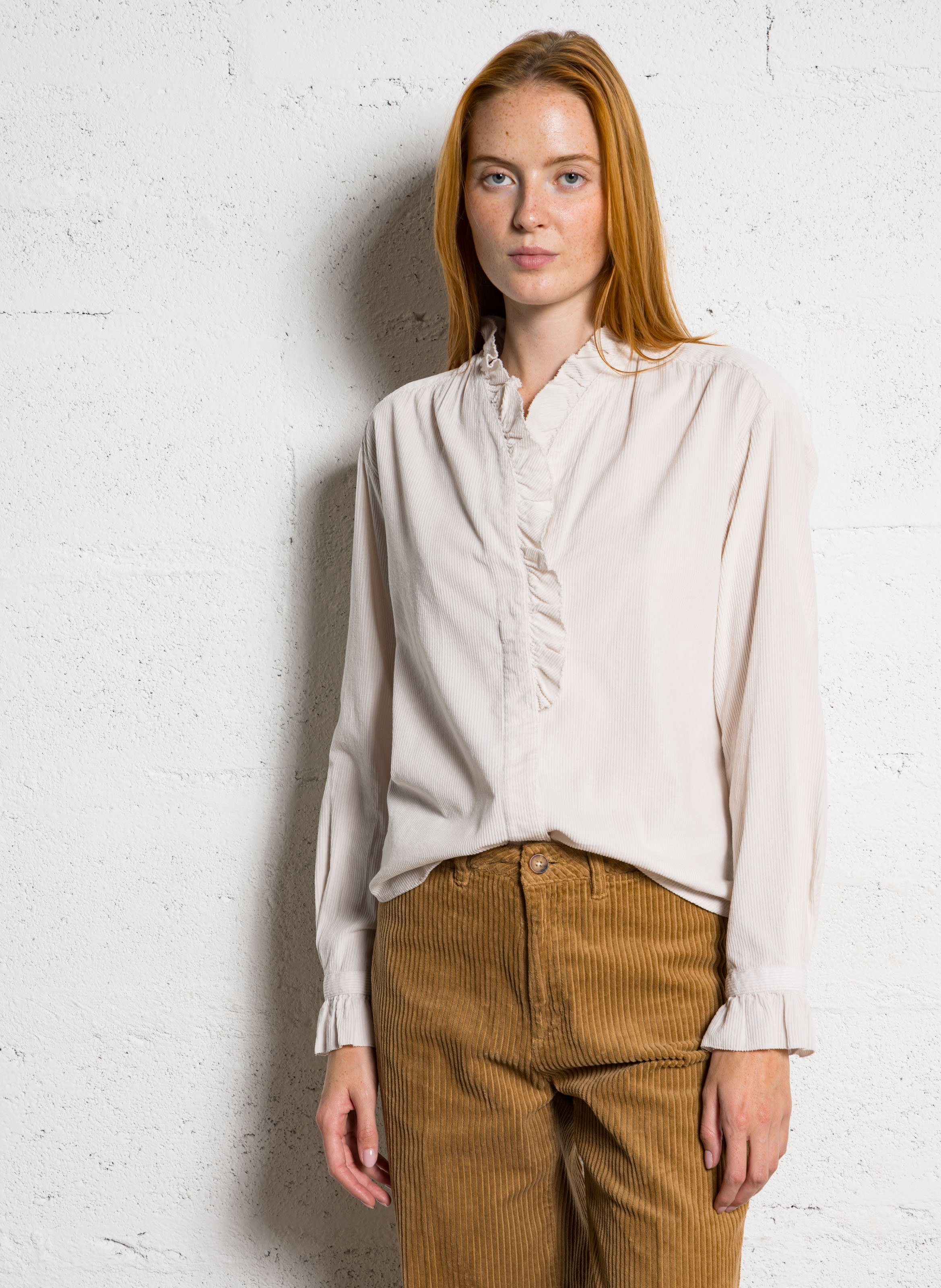 Chemise droite en coton HARTFORD Beige