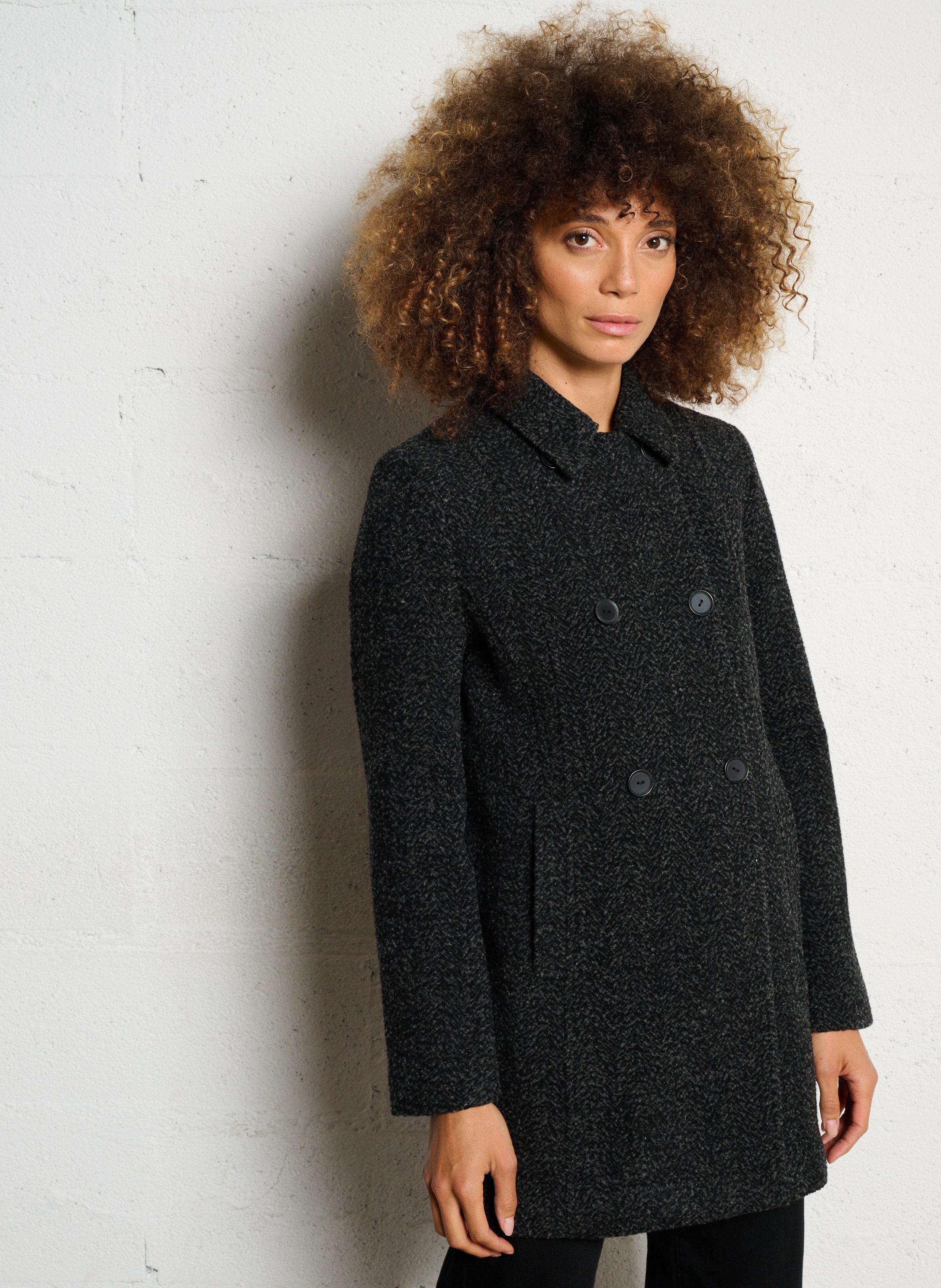 Manteau chiné à double boutonnage ONE STEP Gris