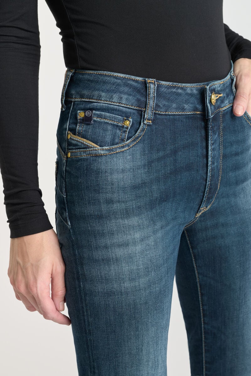 High-waisted push-up slim jeans, 7/8 length LE TEMPS DES CERISES Blue