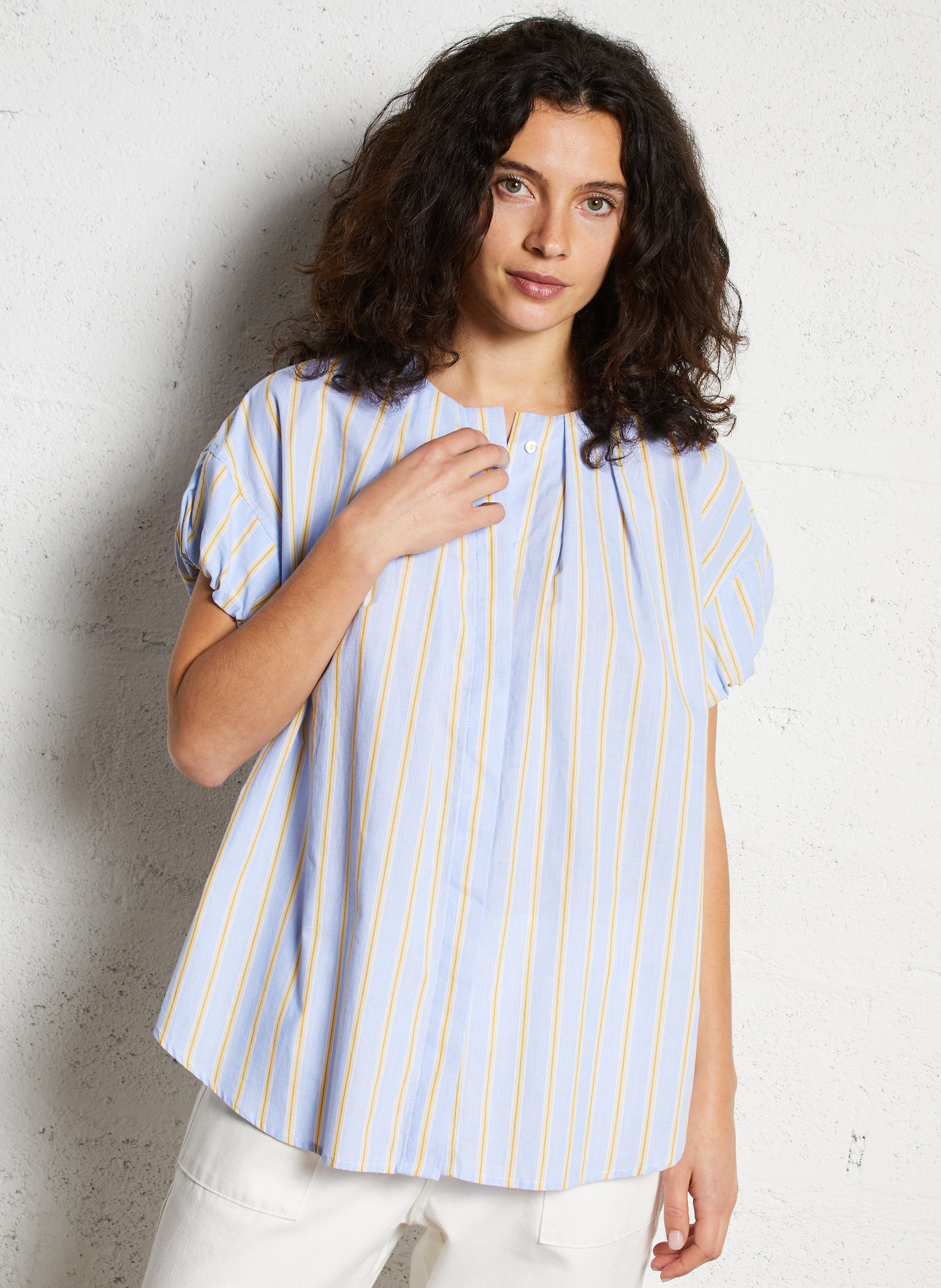 Oversize Rundhalsausschnitt Baumwollhemd JC SOPHIE Gelb