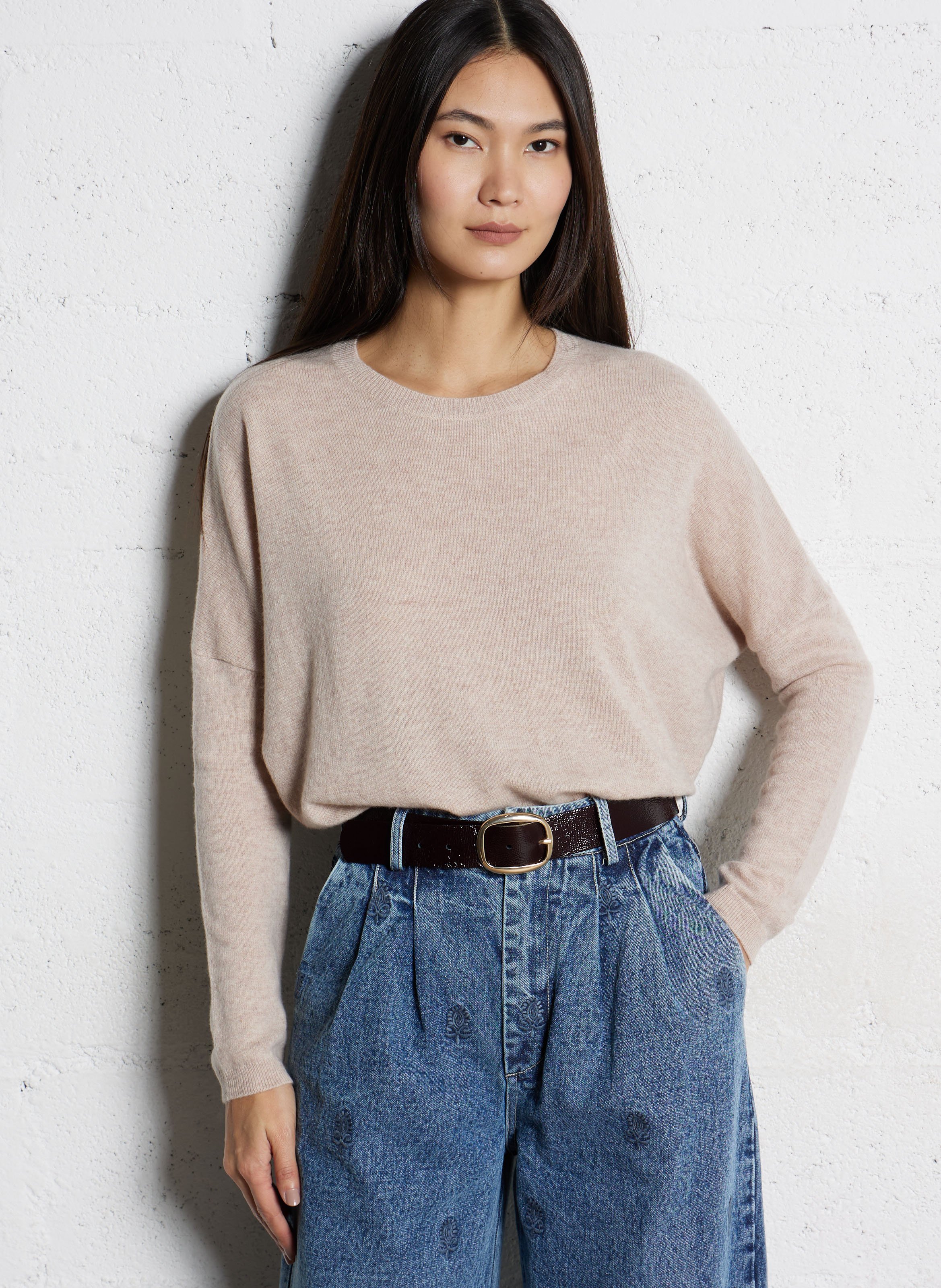 Ceinture à boucle en cuir DES PETITS HAUTS Rose