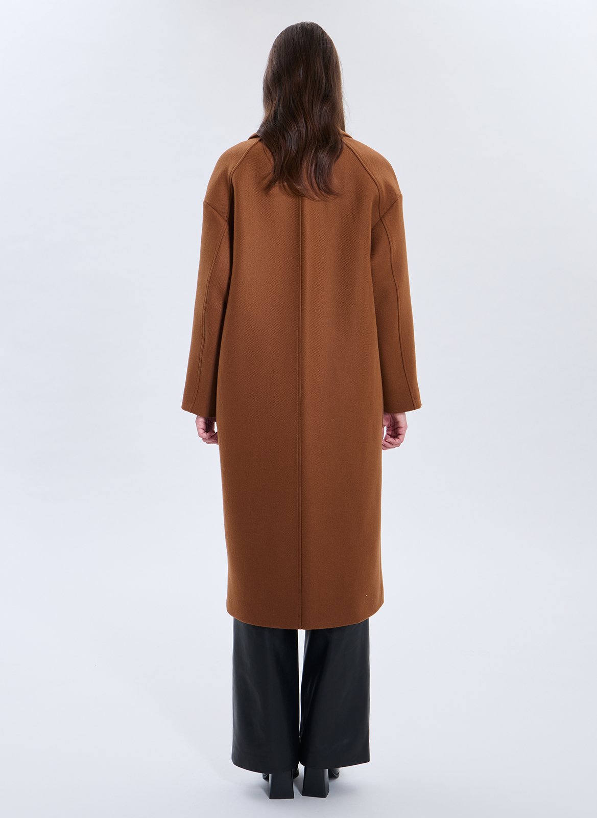 Langer Blazer-Mantel aus Wollmischung ZAPA Braun