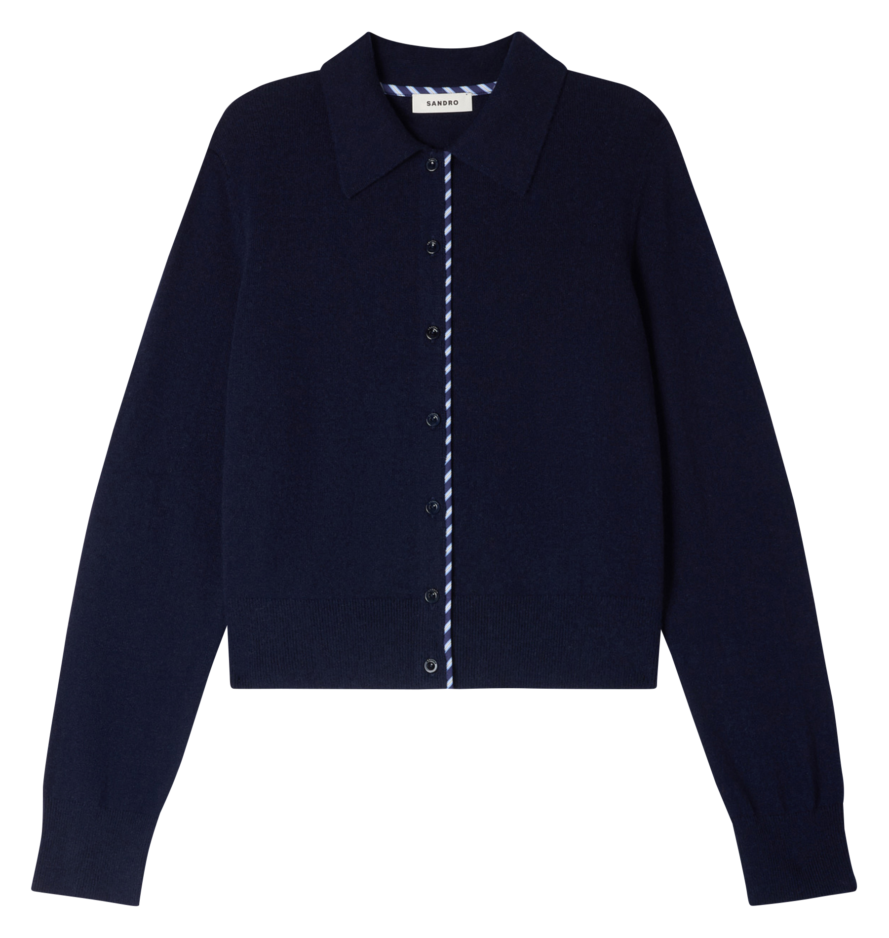 Rechte cardigan van wol en kasjmier SANDRO Blauw