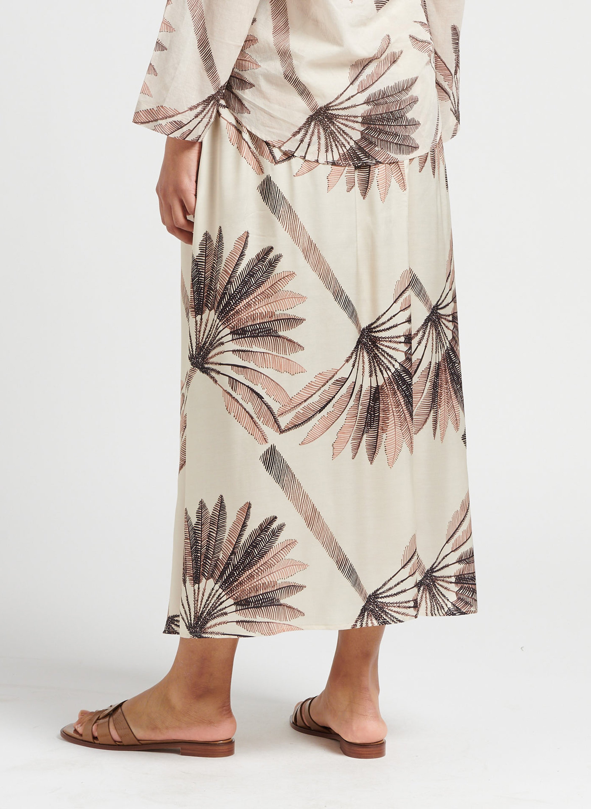 Jupe mi-longue imprimée  DIEGA Beige