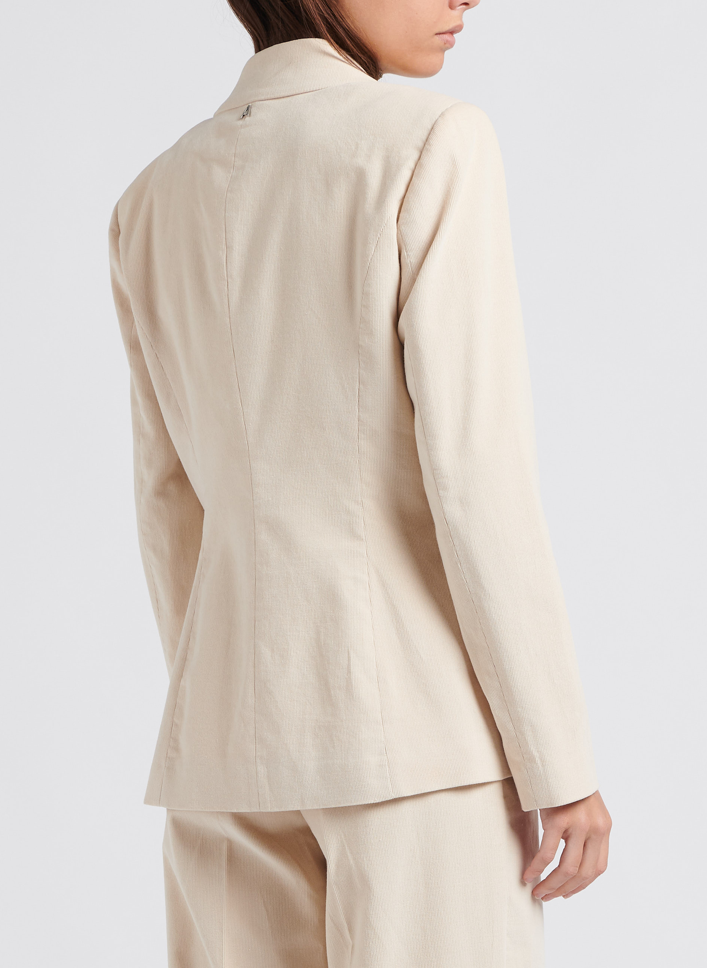 Sequin and pearl cotton jacket with tailored collar TWINSET Beige