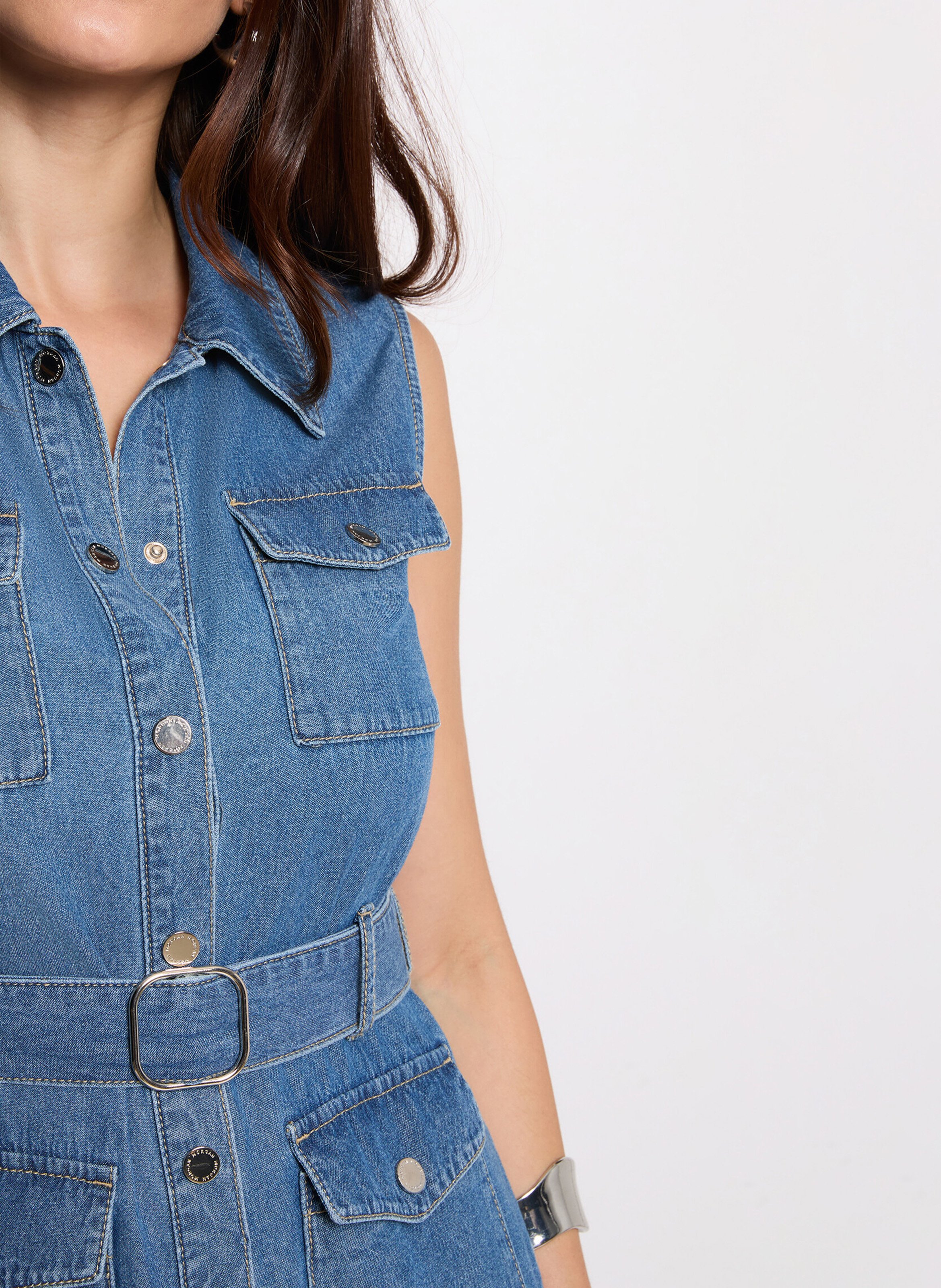 Sleeveless Midi Denim Dress MORGAN Blue