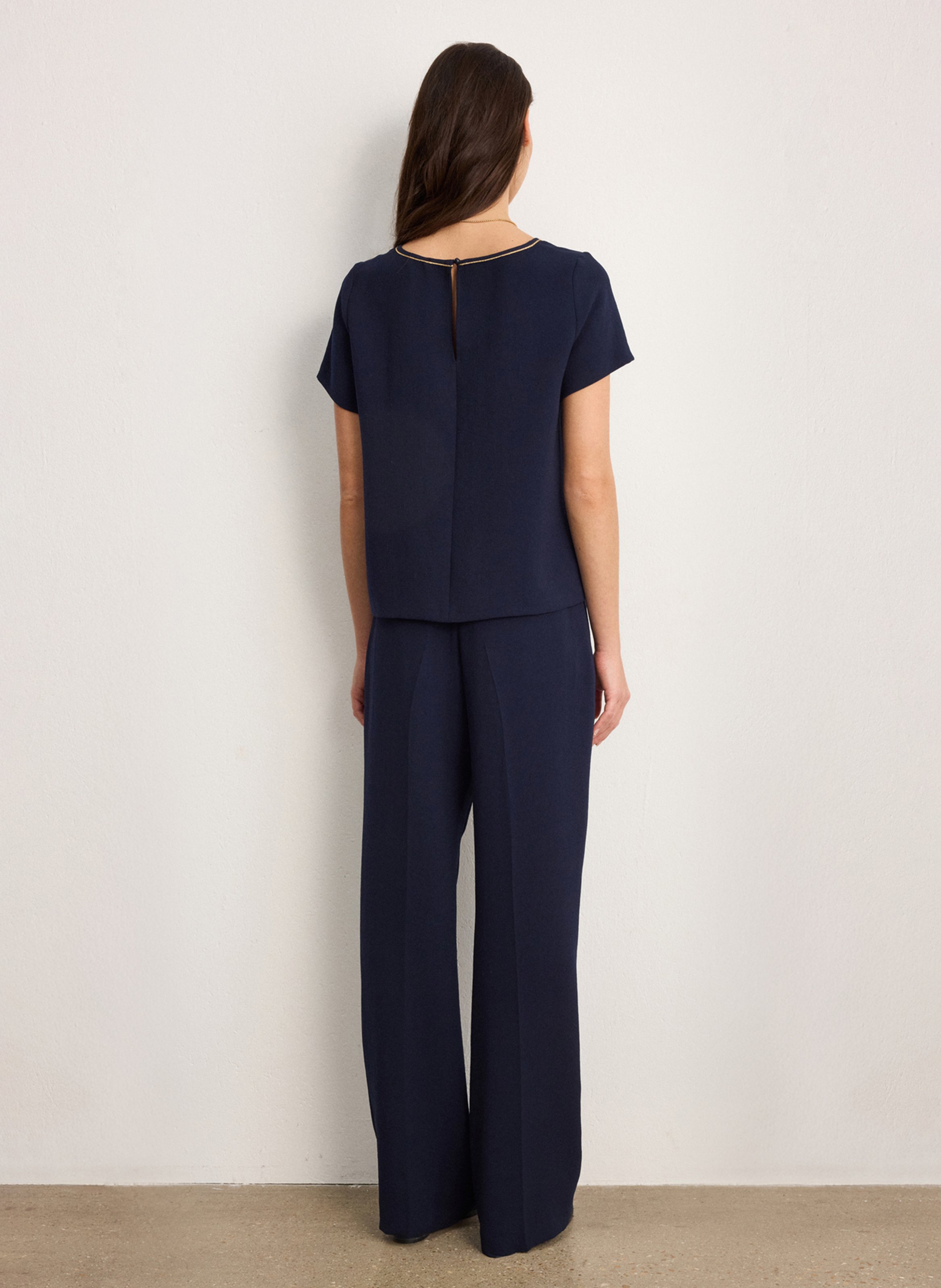 Round-neck stretch viscose top PABLO Blue