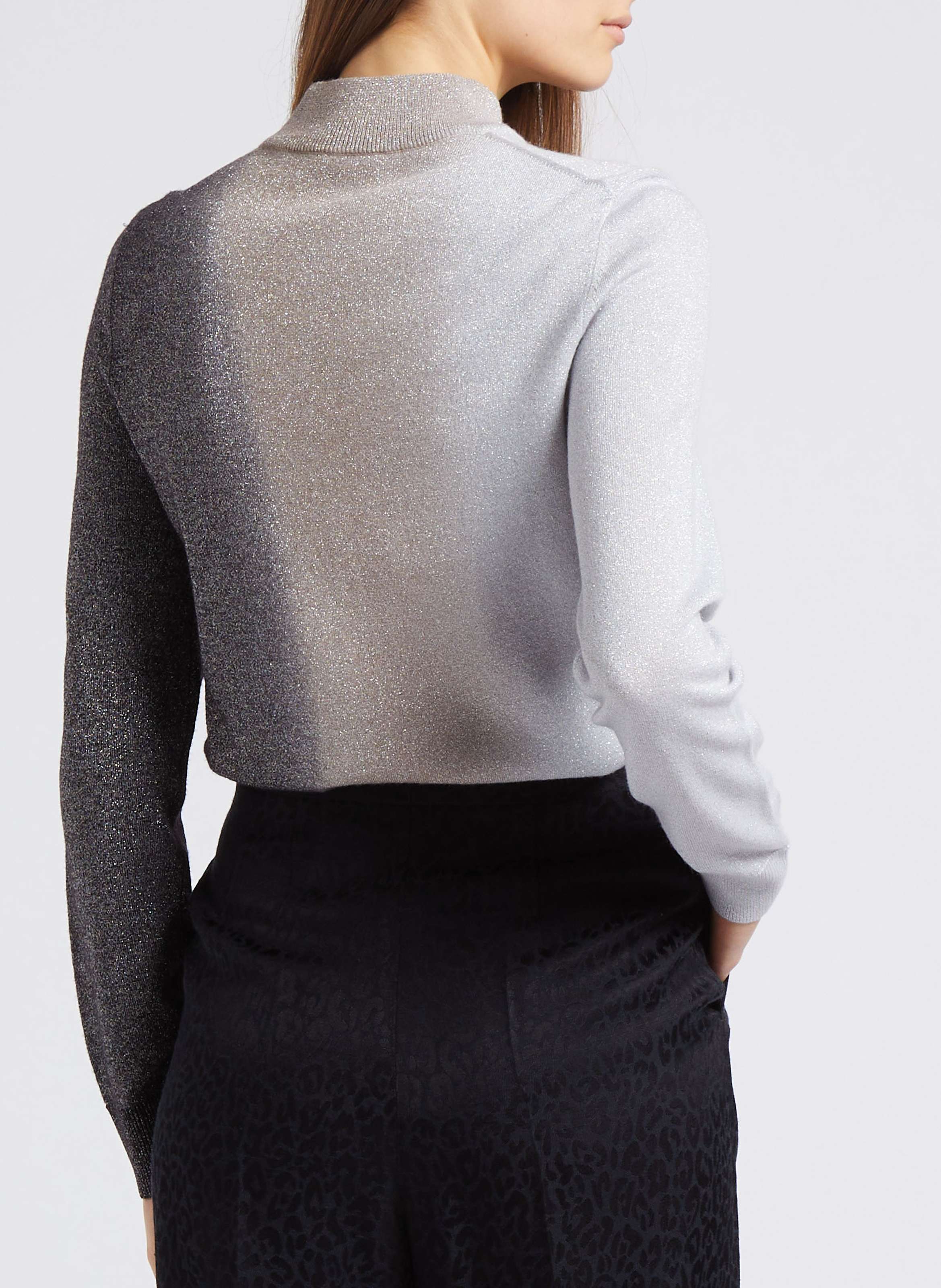 Top droit col montant avec fils métallisés en laine mélangée PAUL SMITH Noir