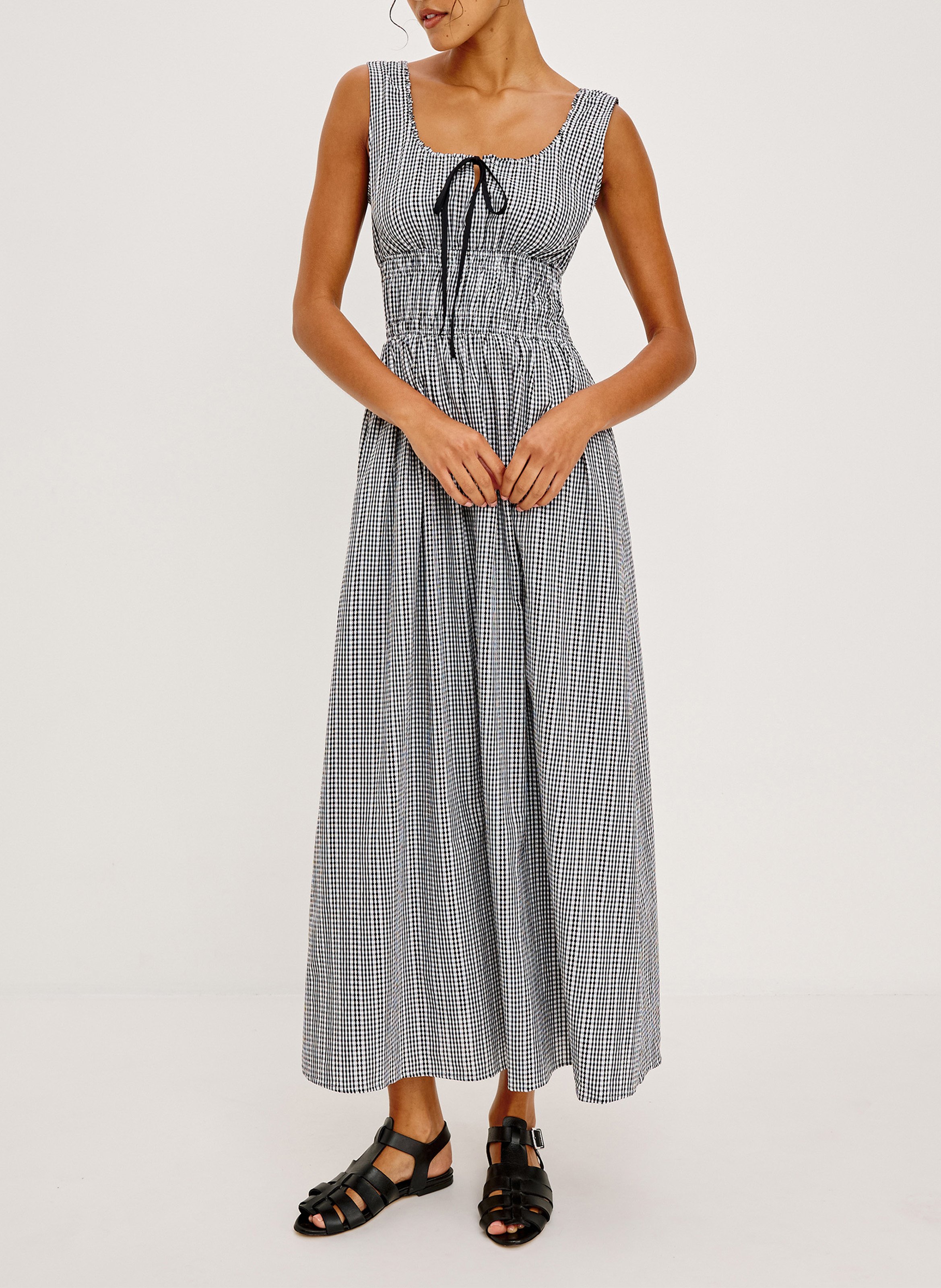 Lange jurk van bedrukt katoen RAILS Zwart