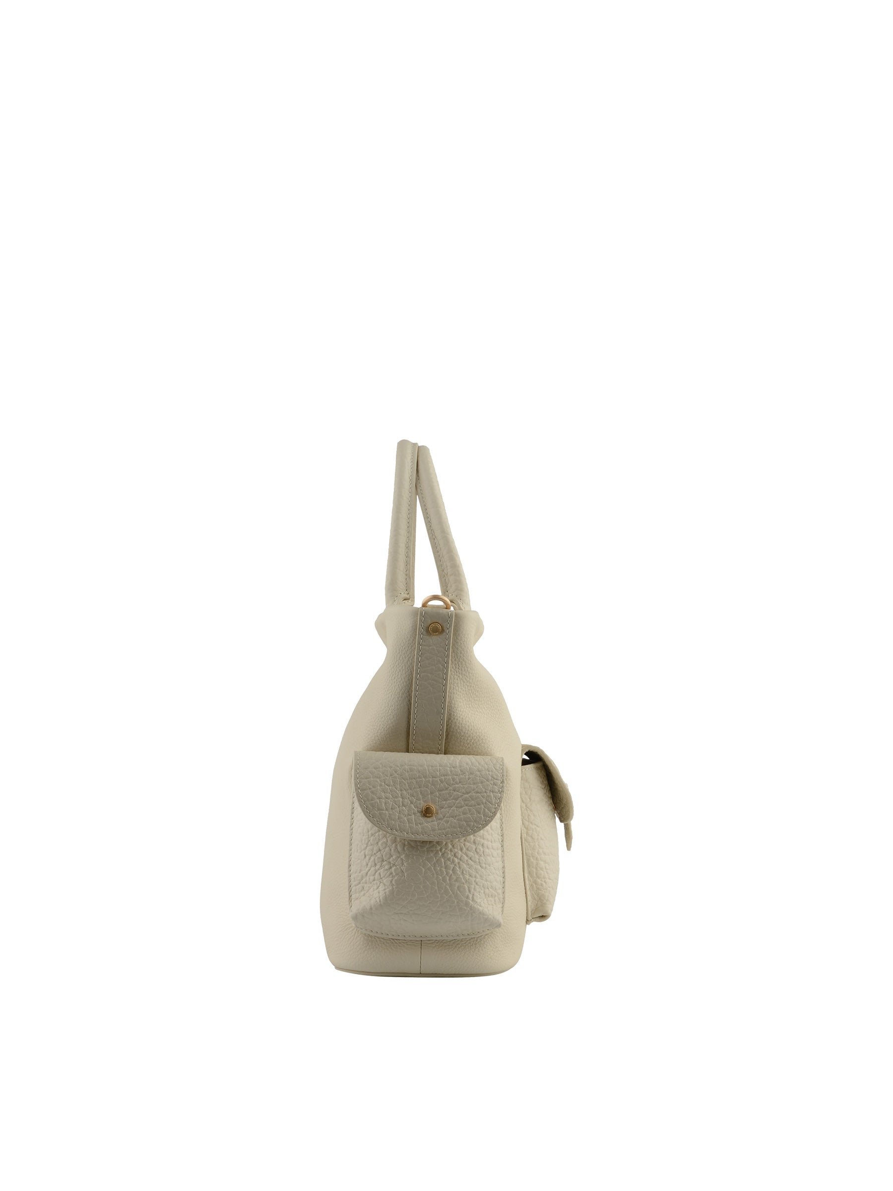 Calfskin leather handbag POURCHET Beige