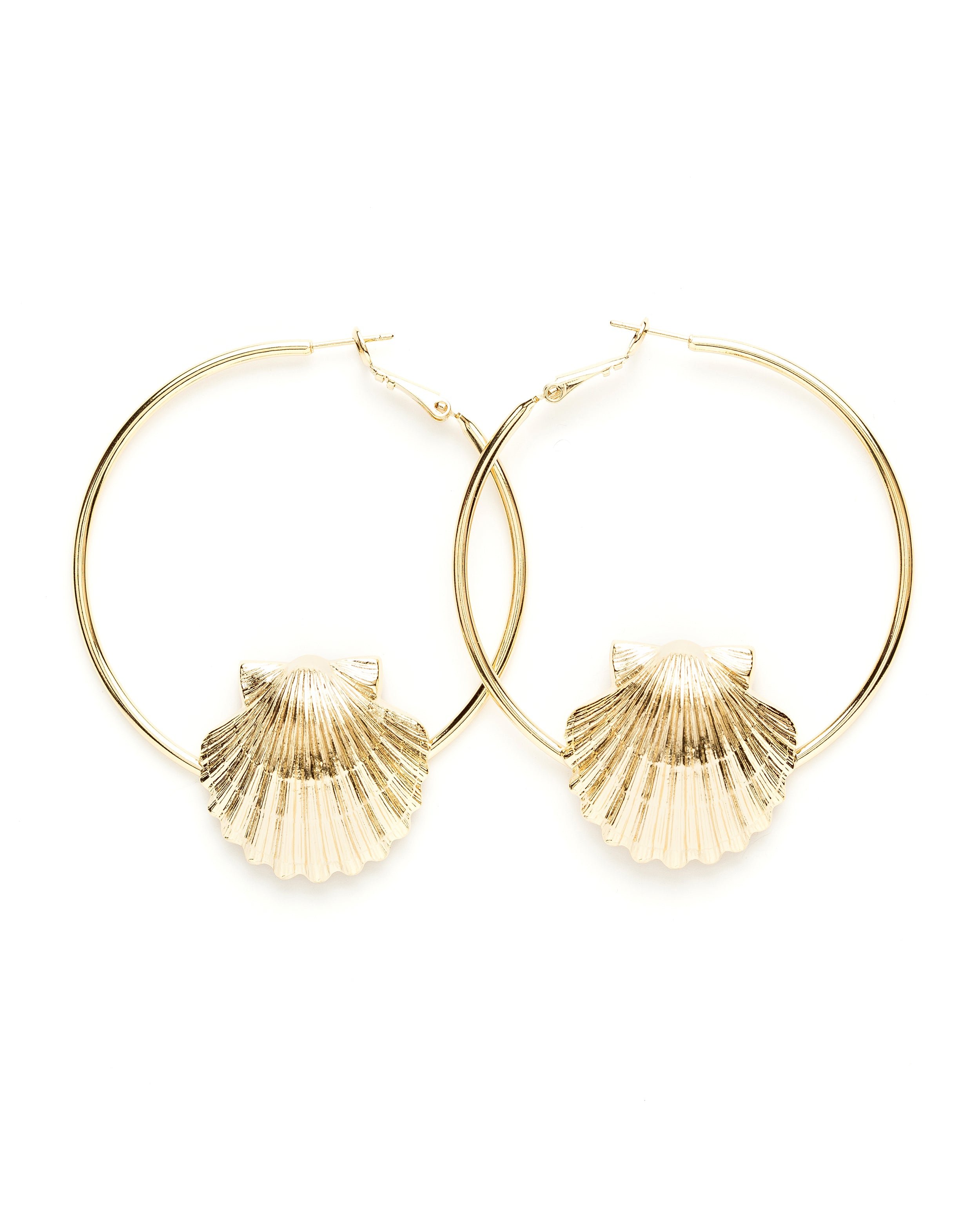 Gold-plated seashell hoop earrings MONSIEUR SIMONE