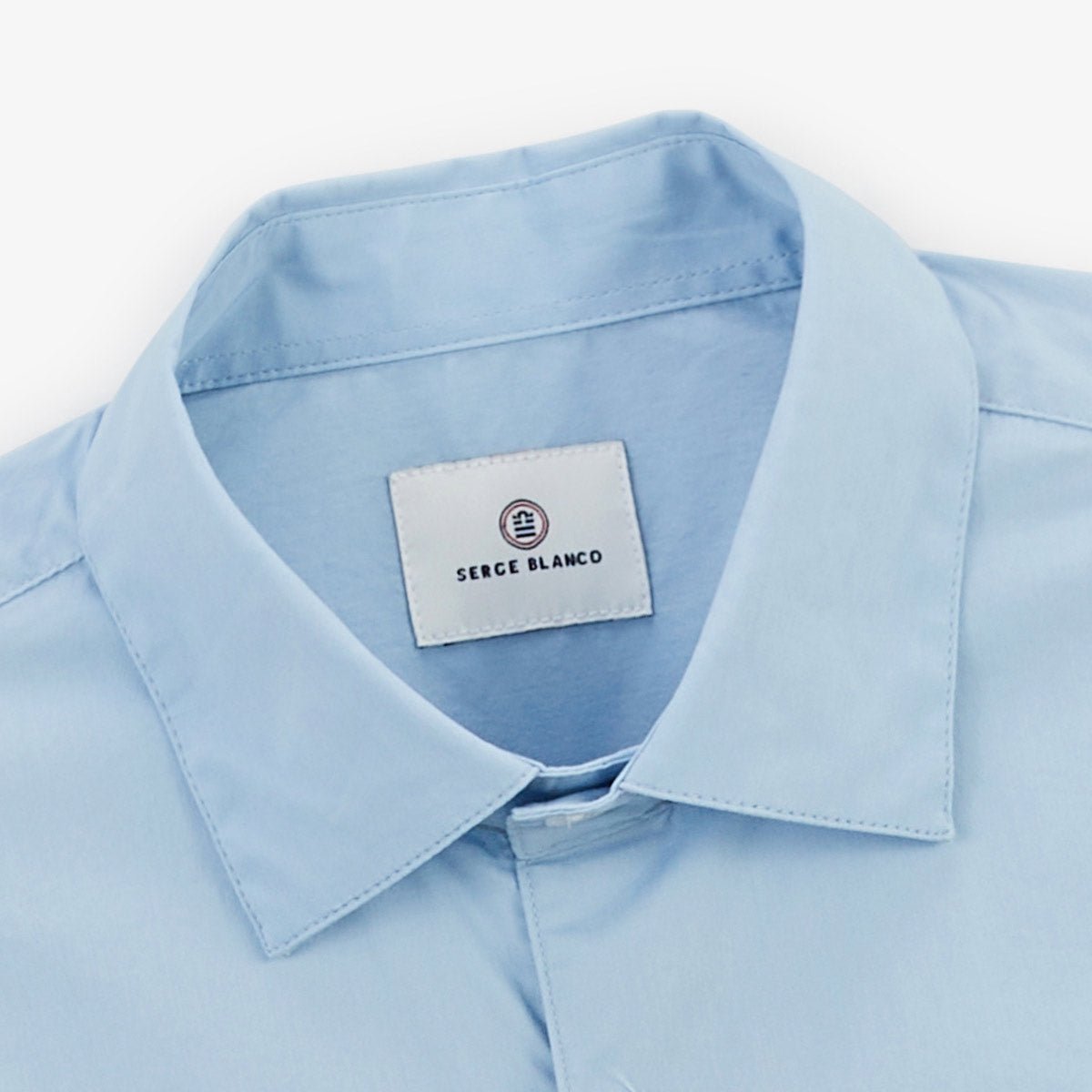 Solid color long-sleeve cotton stretch shirt SERGE BLANCO Blue