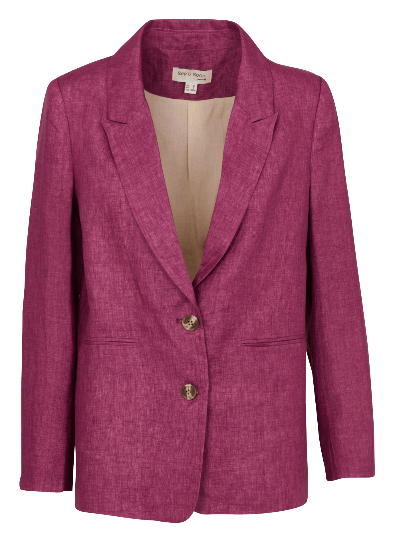 Veste droite col tailleur en lin SEE U SOON