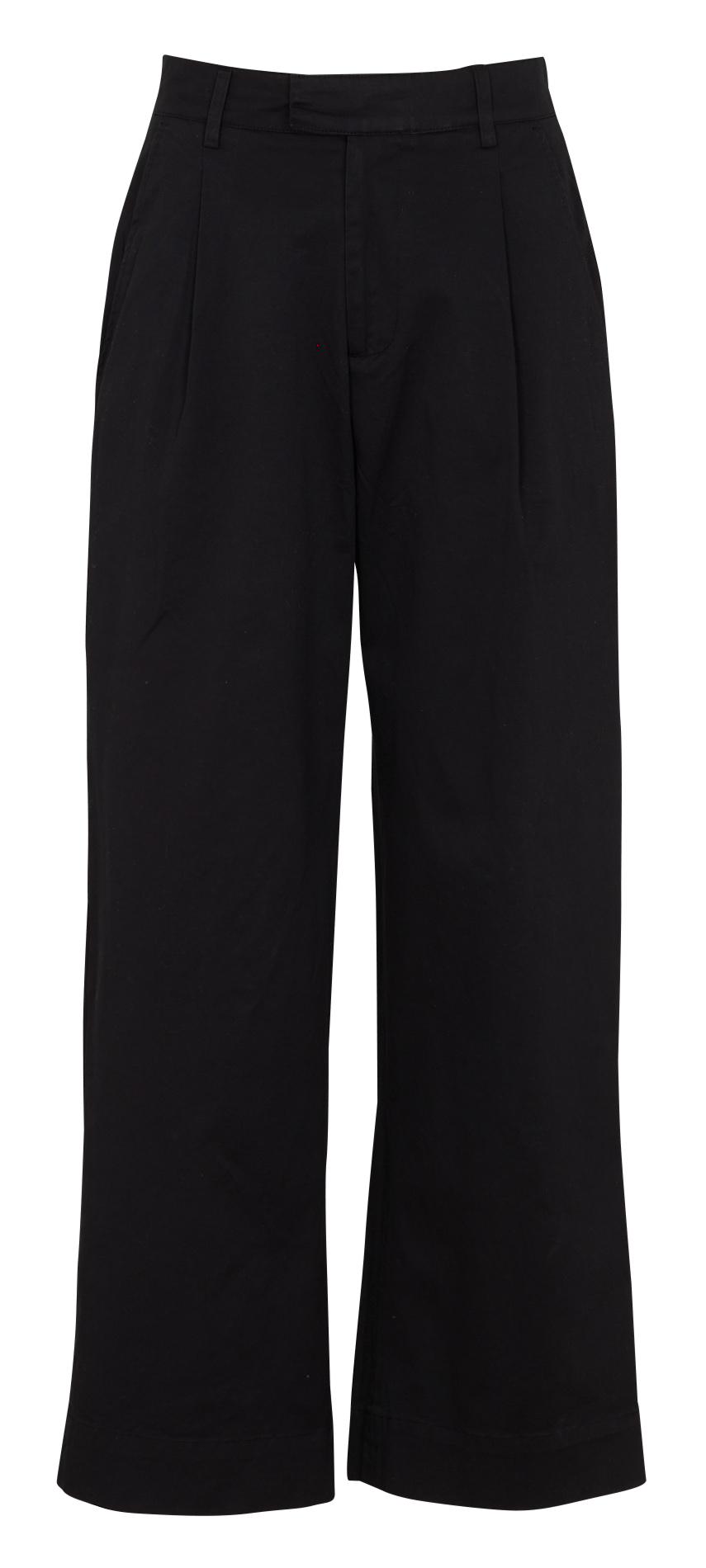 Pantalon large taille haute à pinces Noir