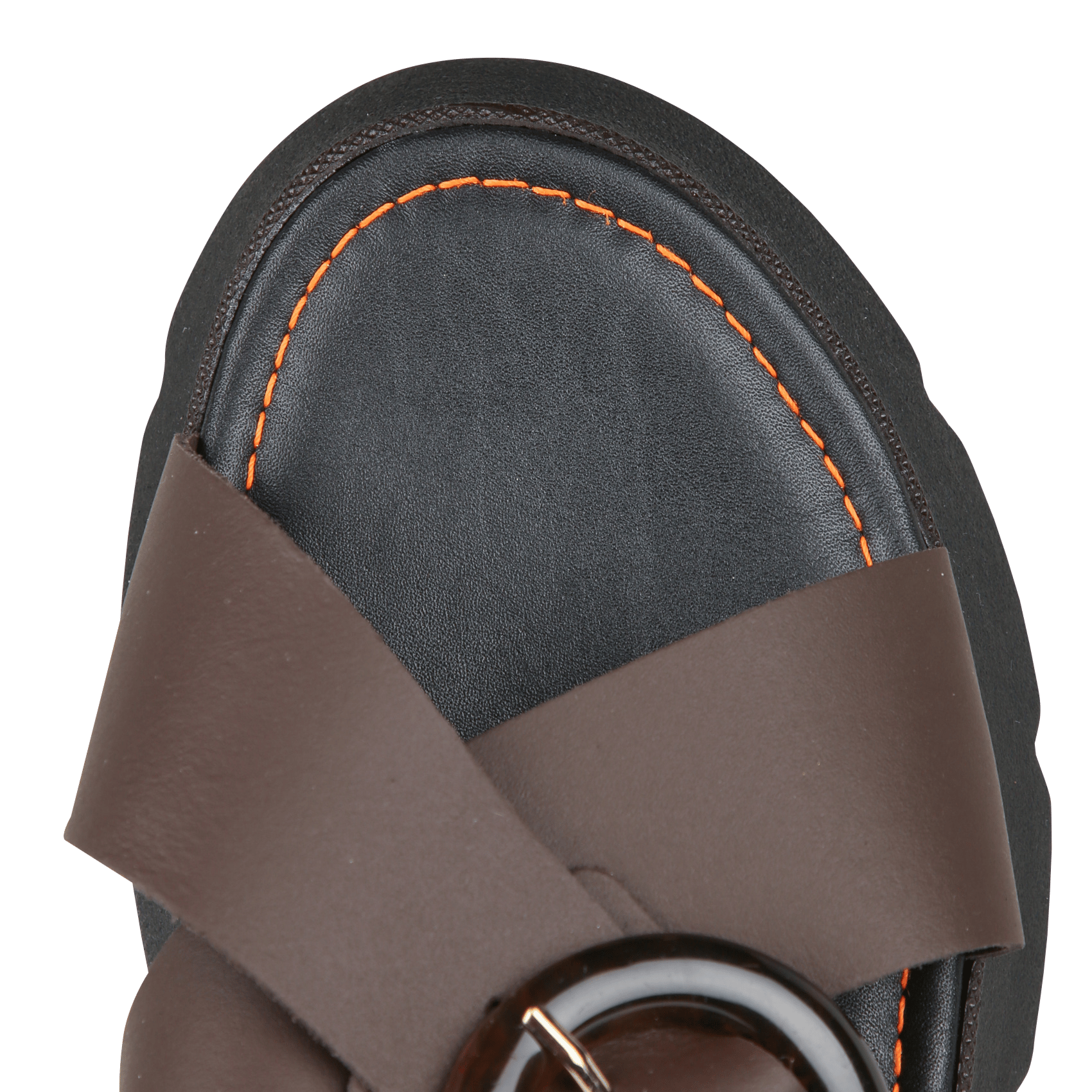 Sandales compensées unies en cuir  Marron