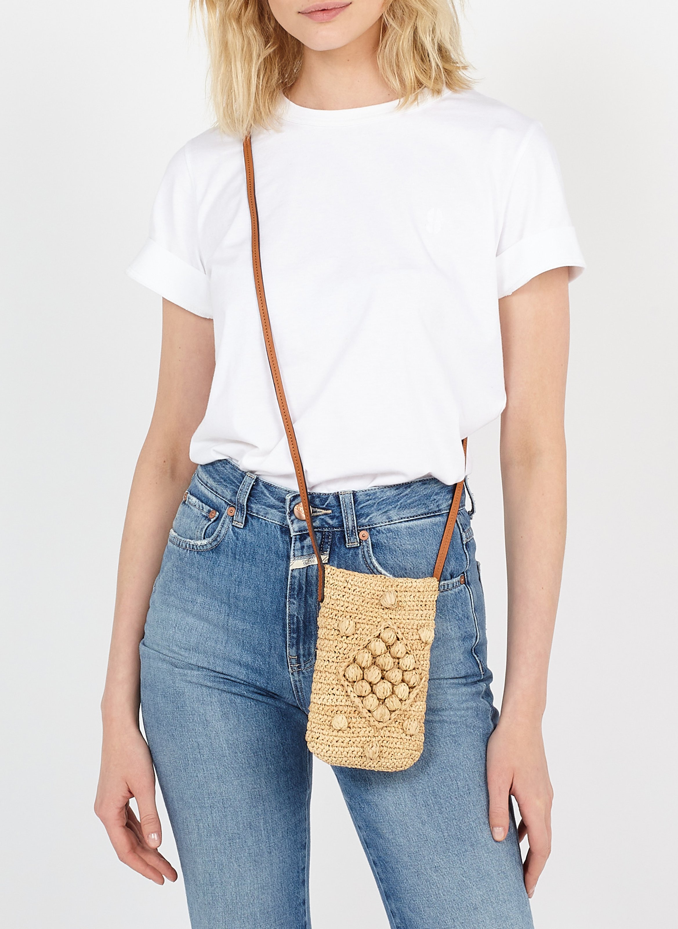 Handytasche aus Bast GERARD DAREL Beige