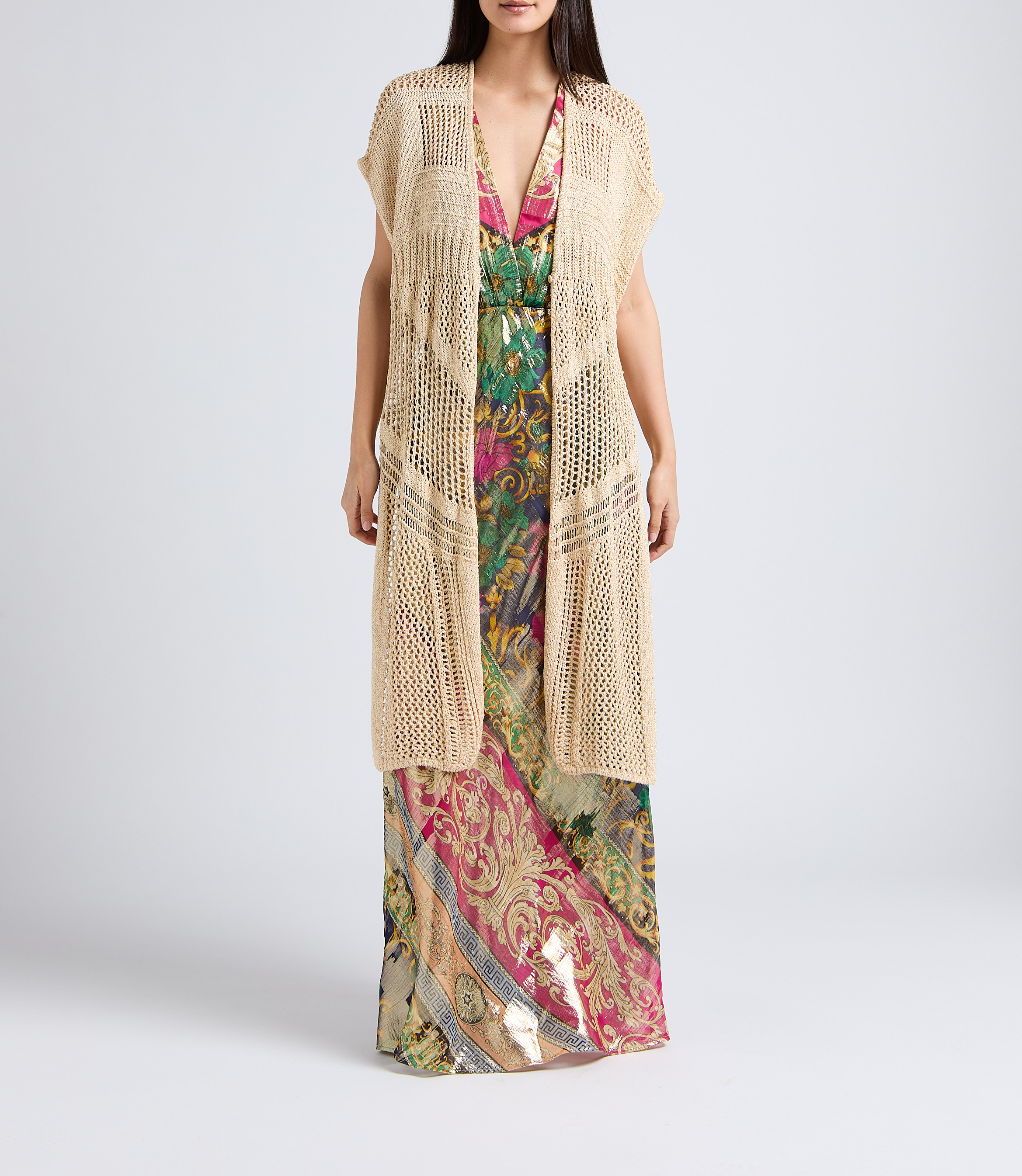 Gilet ouvert maillé et ajouré à sequins  MES DEMOISELLES Doré