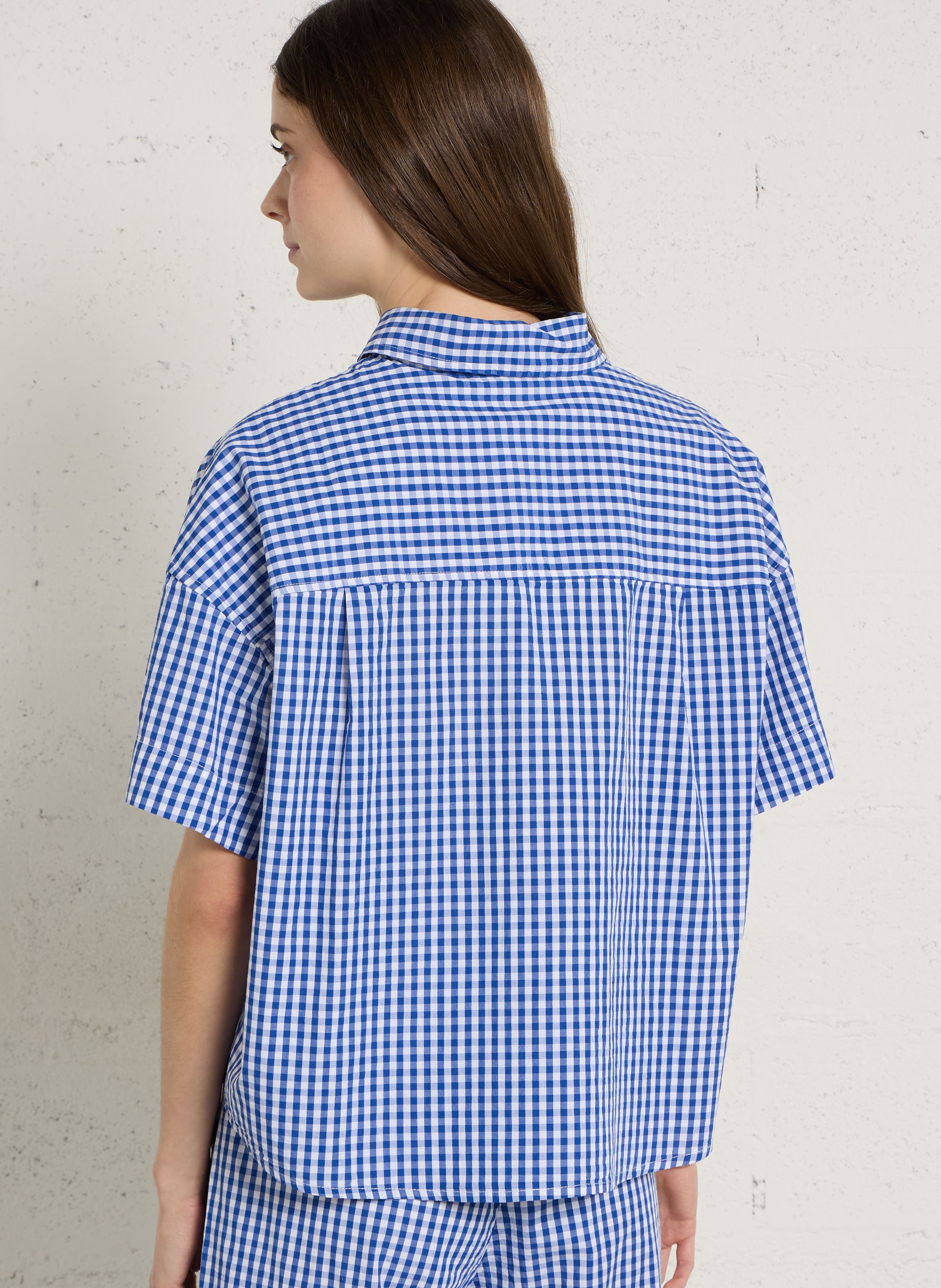 Chemise courte ample à carreaux AMERICAN VINTAGE Bleu