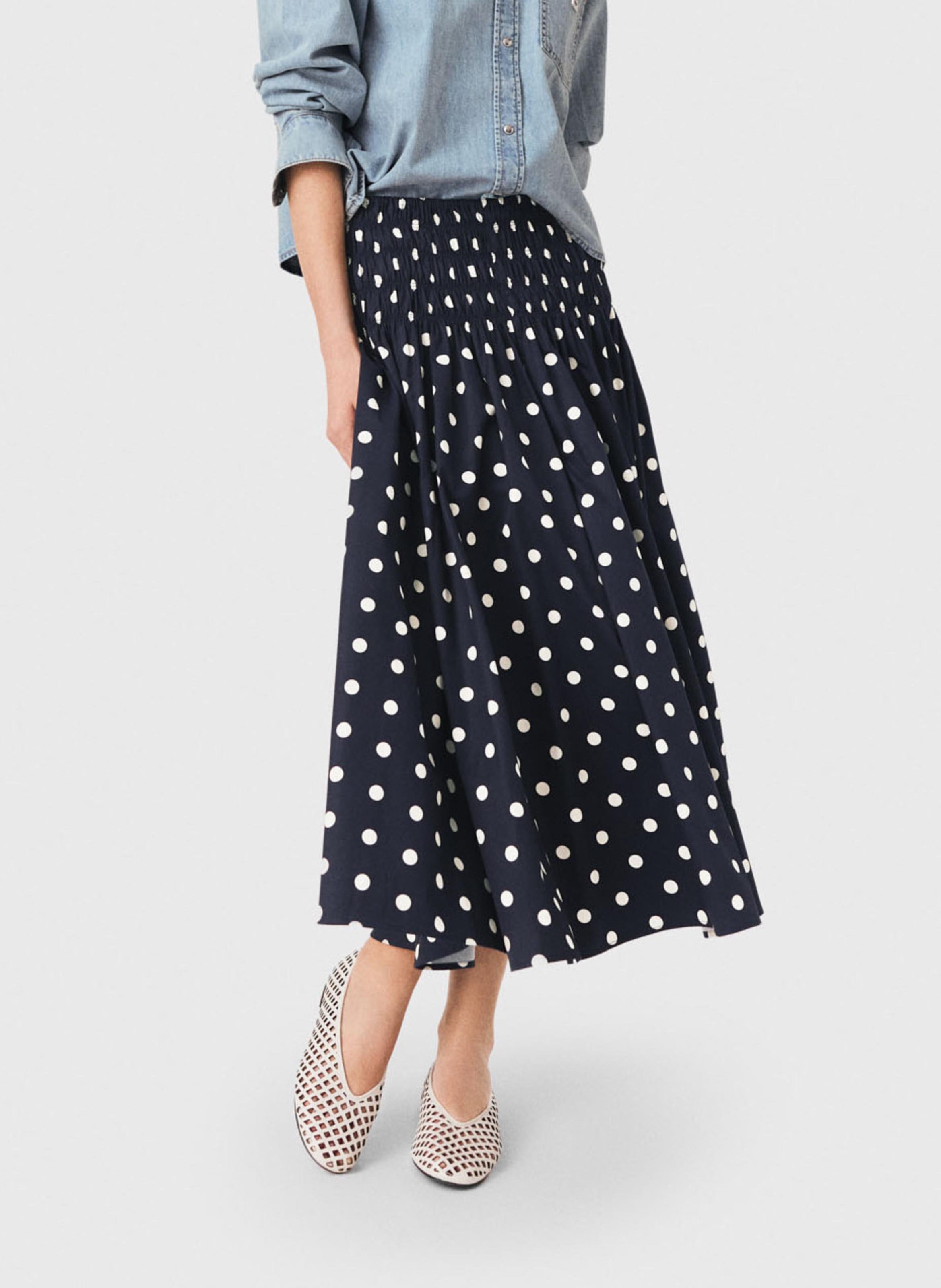 Jupe midi évasée en coton MAJE Bleu