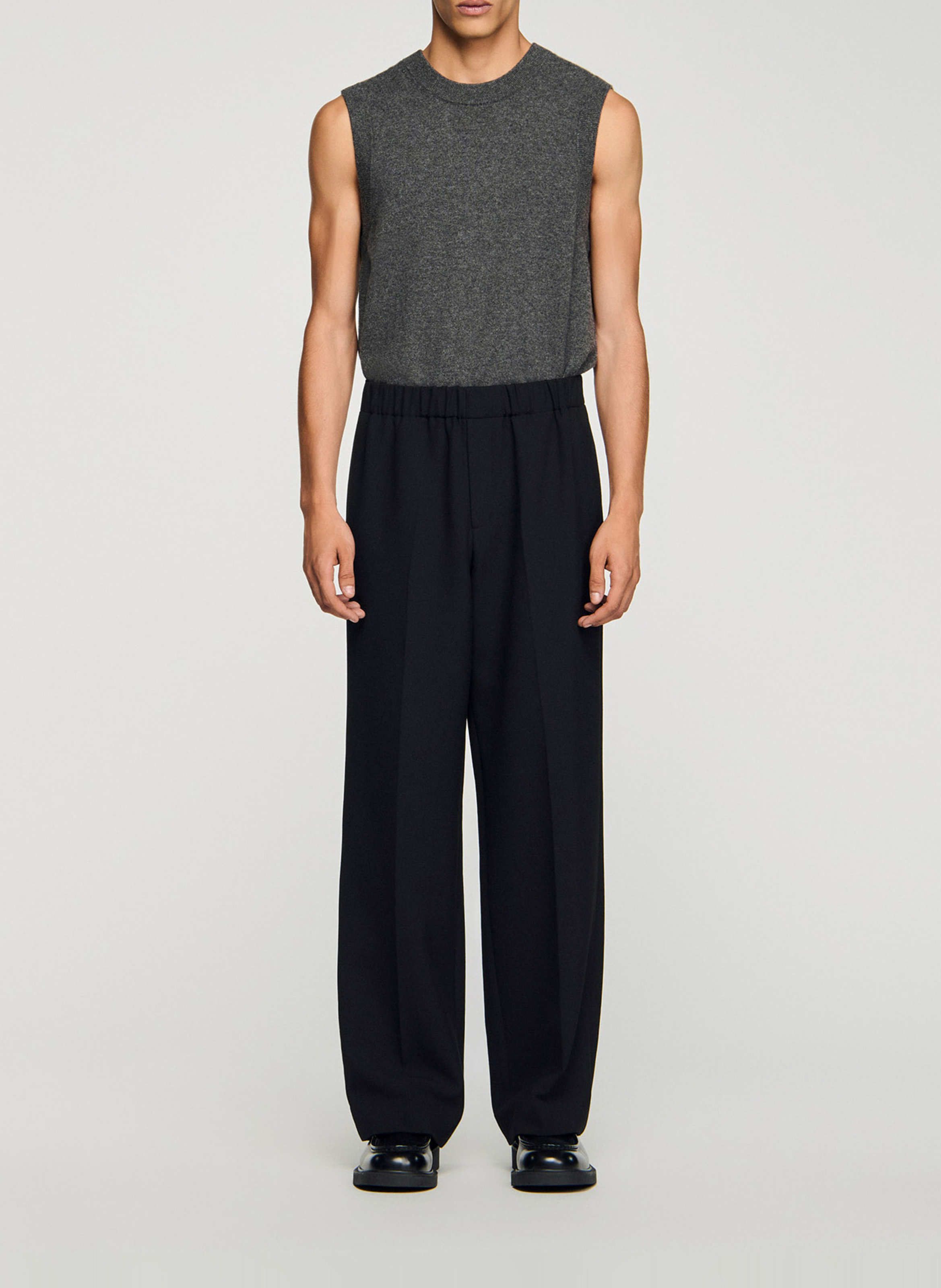 Pantalon large en jersey SANDRO Noir