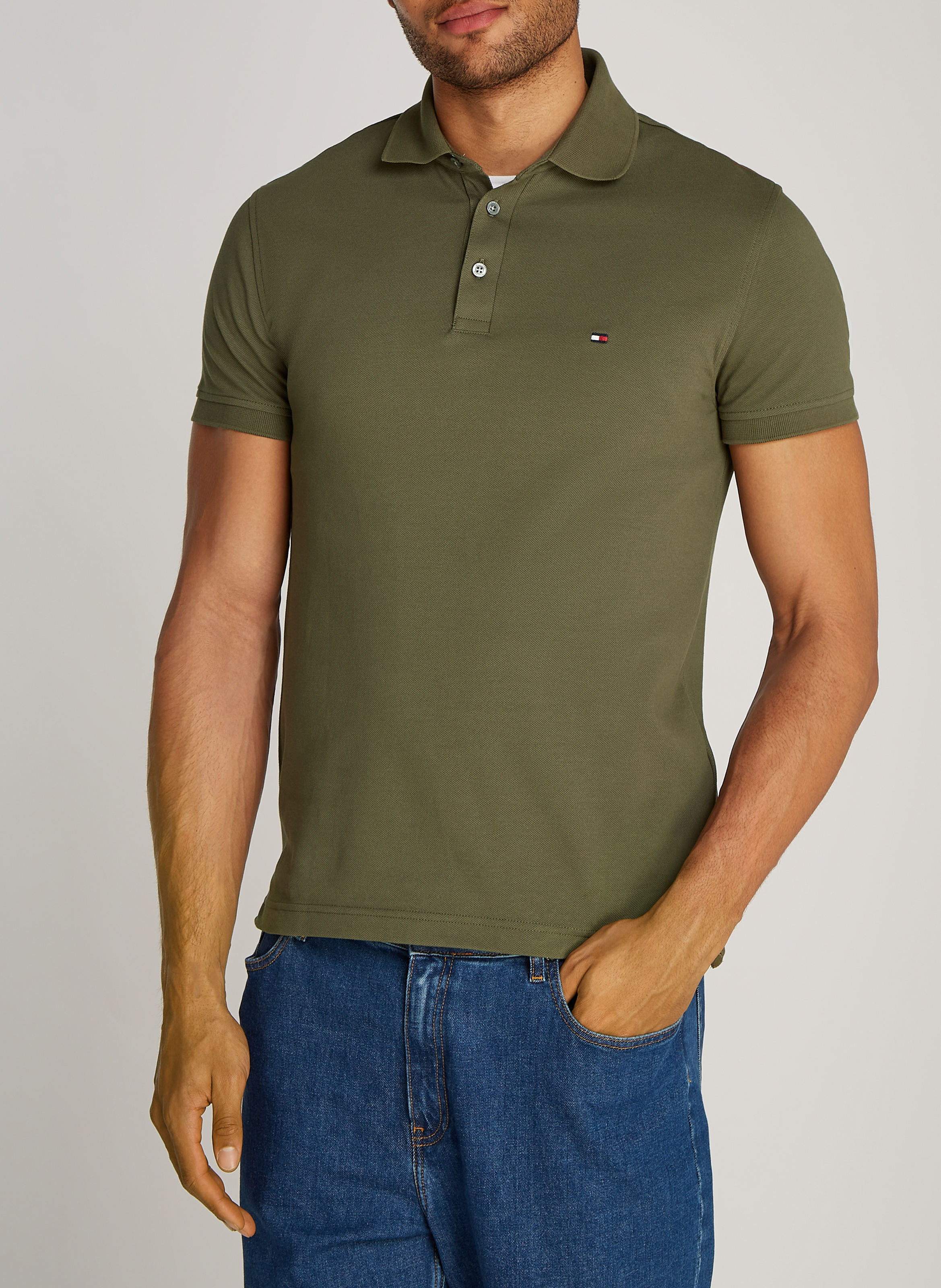 Slimfit-Poloshirt aus Bio-Baumwolle TOMMY HILFIGER Khaki