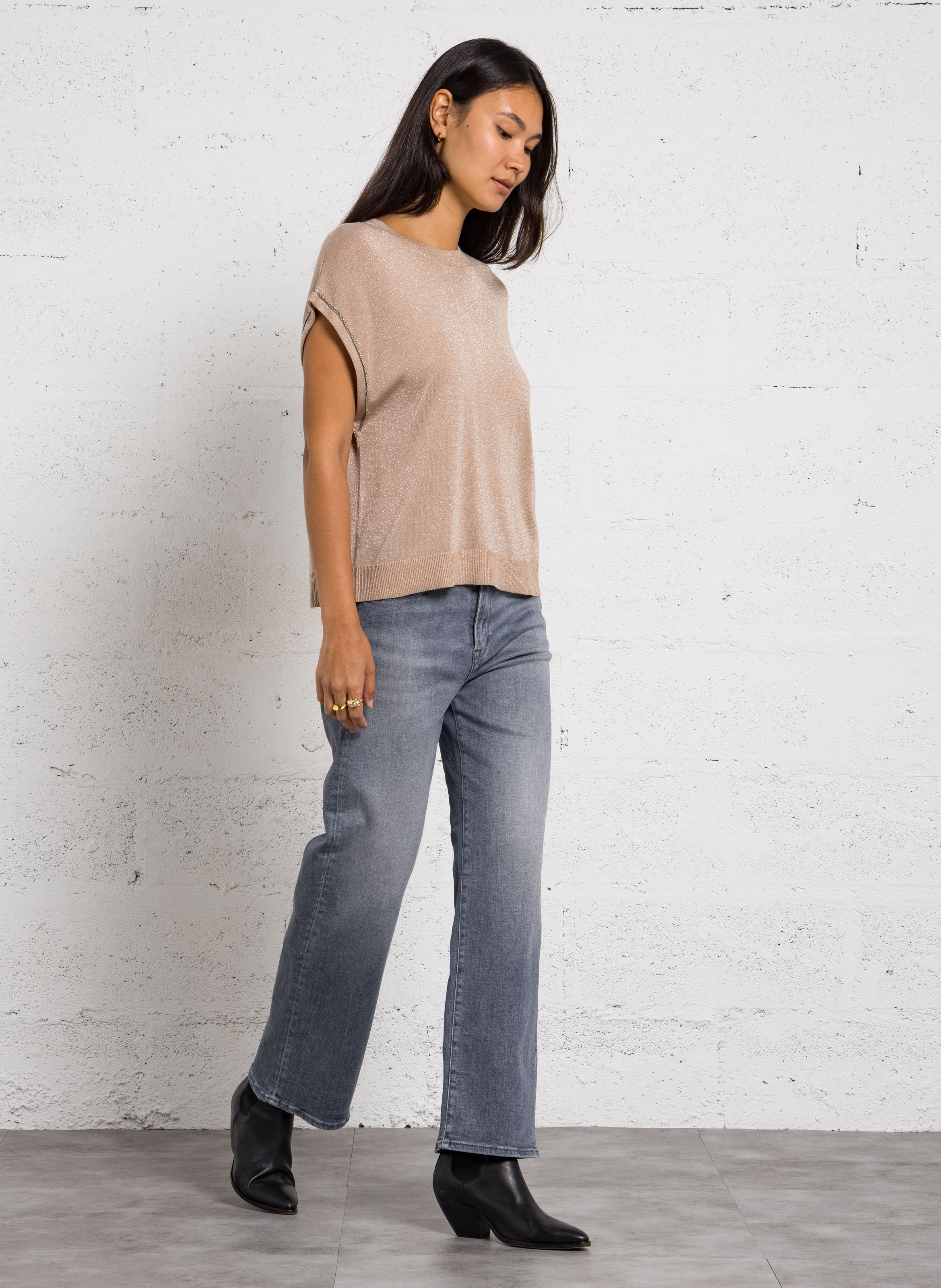 Oversize round-neck knit sweater IKKS Golden