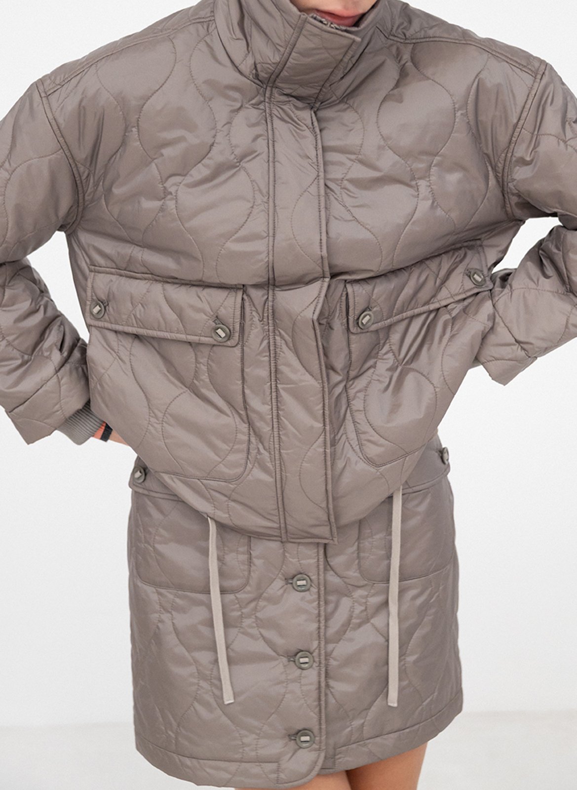 Veste col montant droite matelassée PROJECT-AJ117 Beige