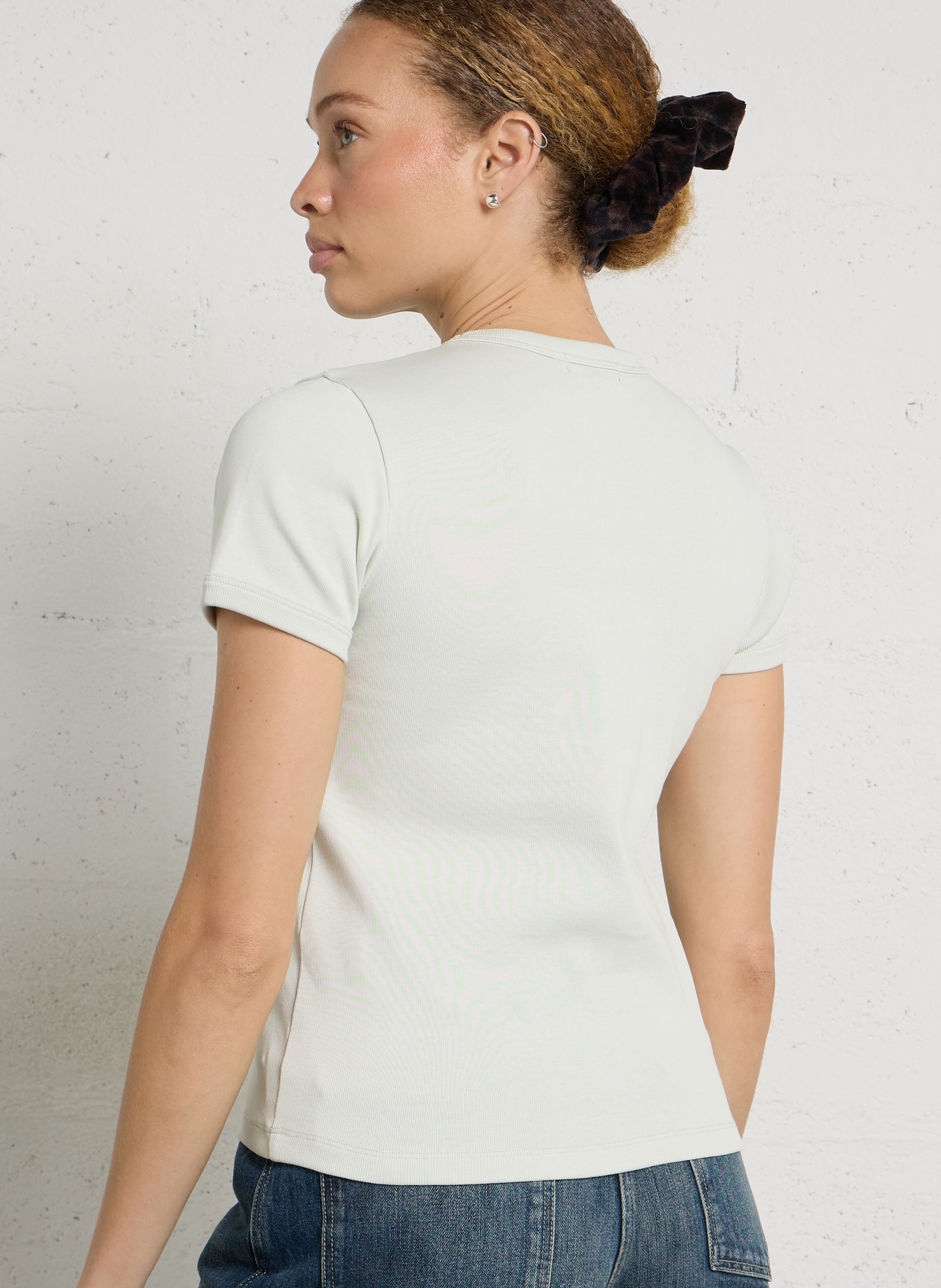 Tee-shirt droit col rond en coton bio SOEUR Vert