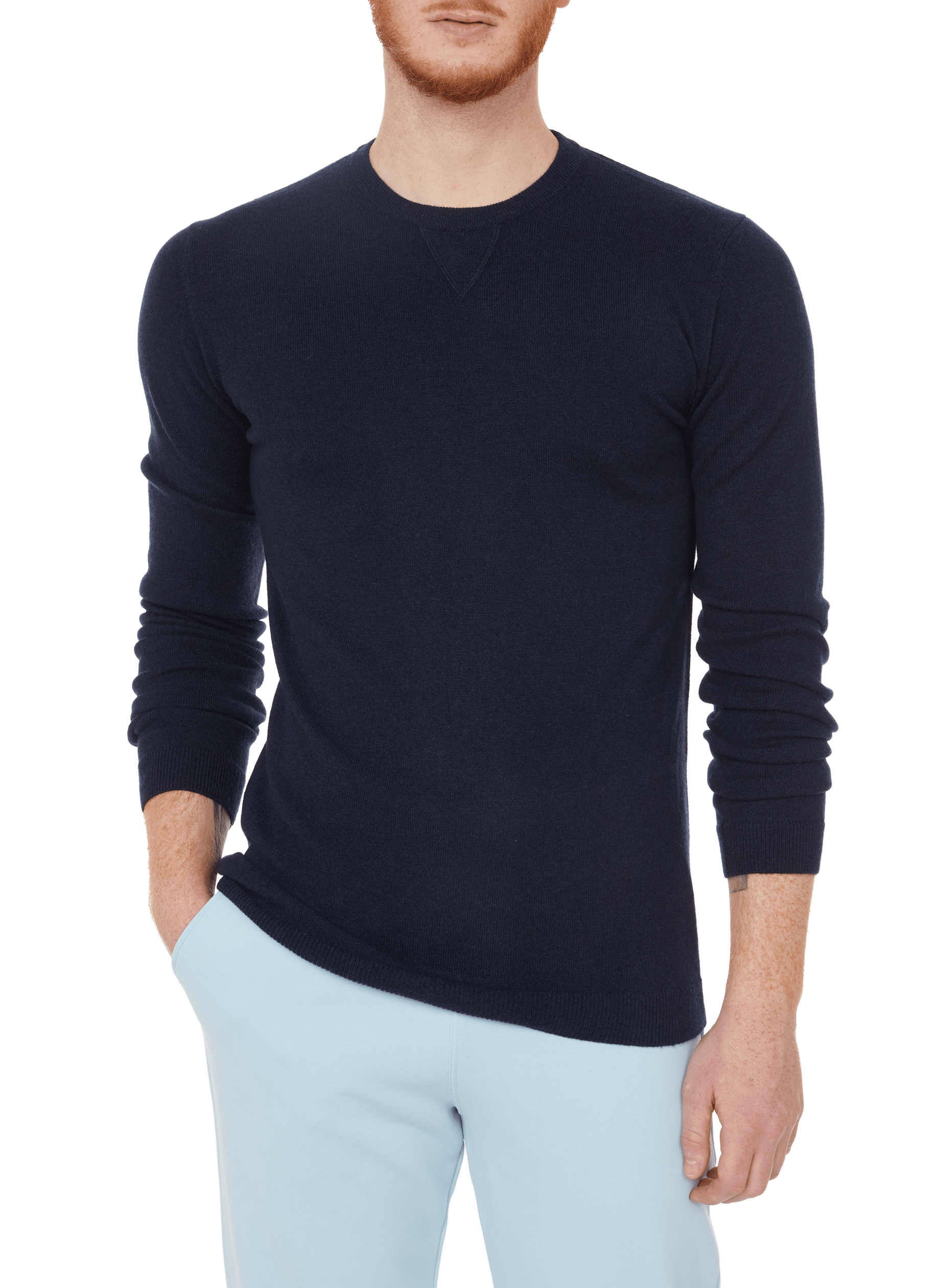 Round-neck graphic cashmere straight-cut sweater AU PRINTEMPS PARIS Blue