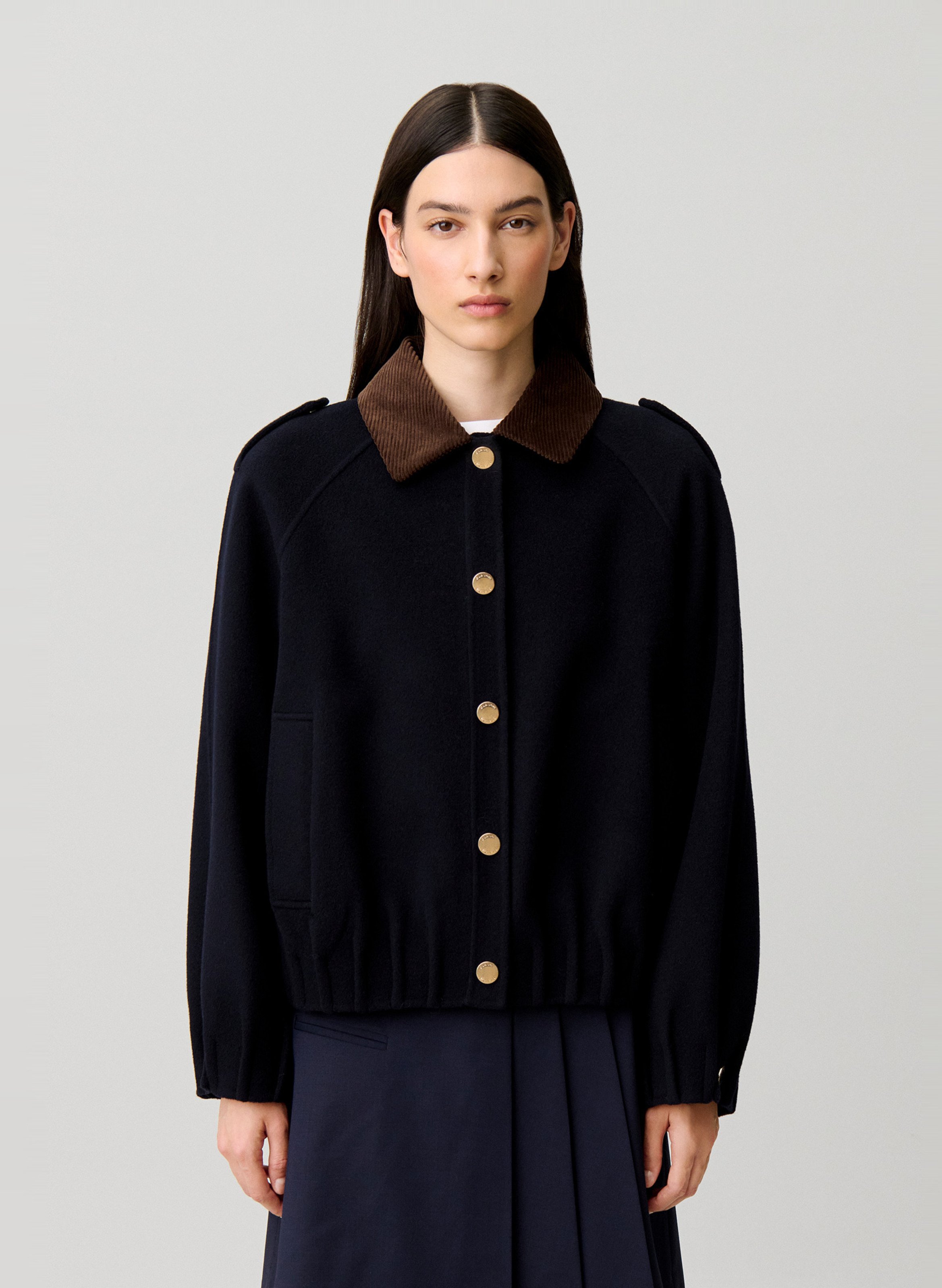 Veste droite en laine mélangée CLAUDIE PIERLOT Bleu