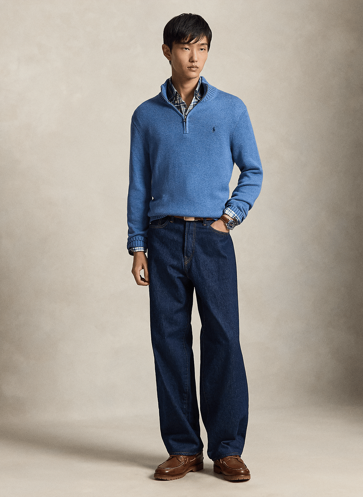 Baumwoll-Pullover mit Reißverschluss am Kragen POLO RALPH LAUREN Blau