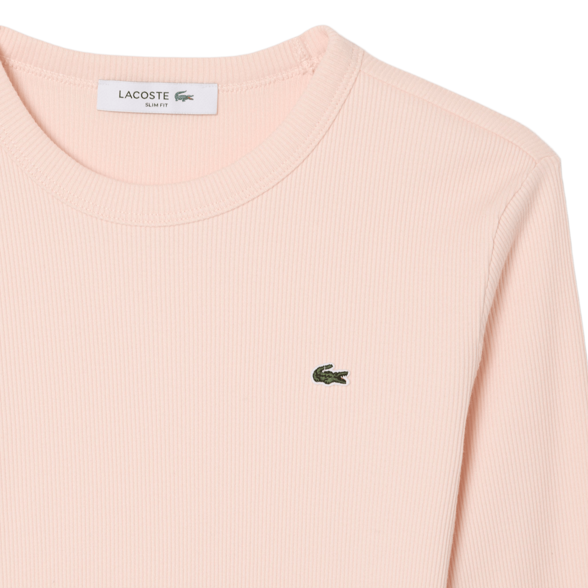 Round-neck fitted cotton T-shirt LACOSTE Pink