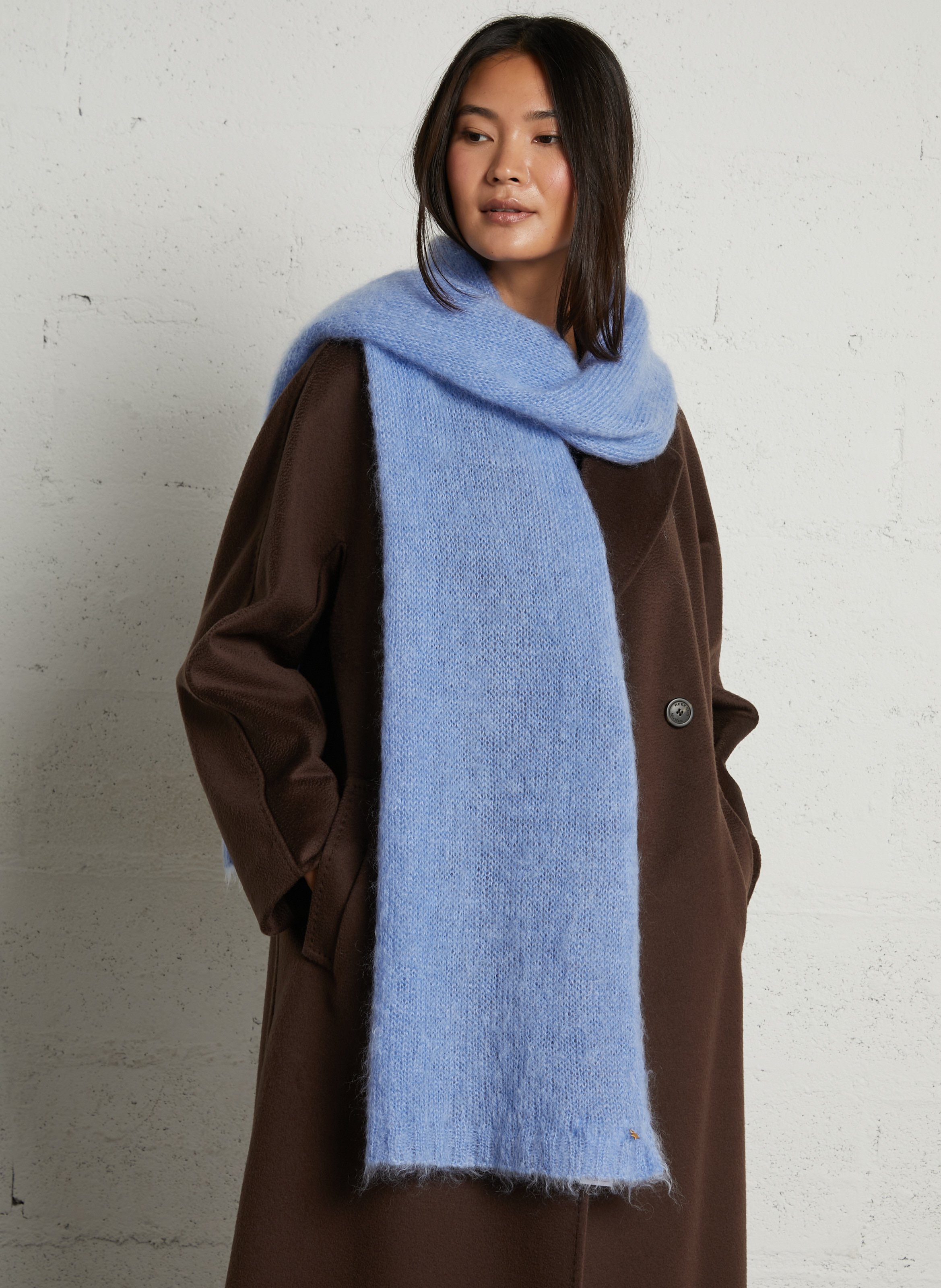 Solid mohair knit scarf DES PETITS HAUTS Blue