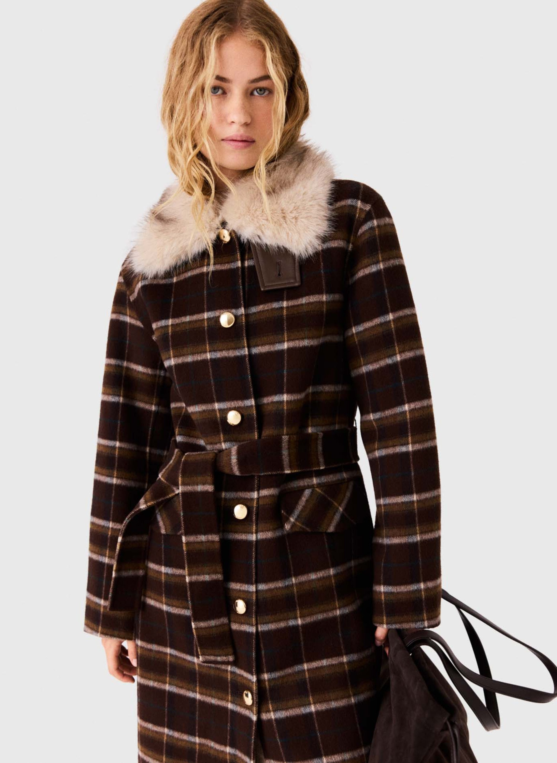 Manteau ceinturé en laine mélangée MAJE Bruin