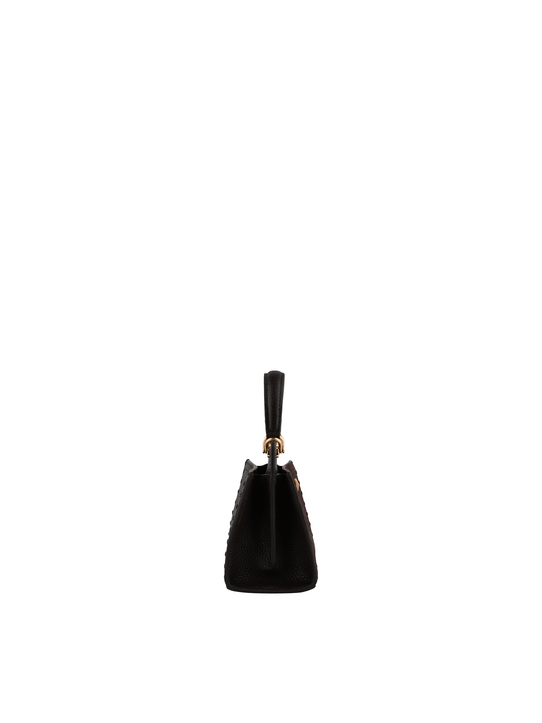 Cowhide leather handbag with a suede-effect finish POURCHET Brown