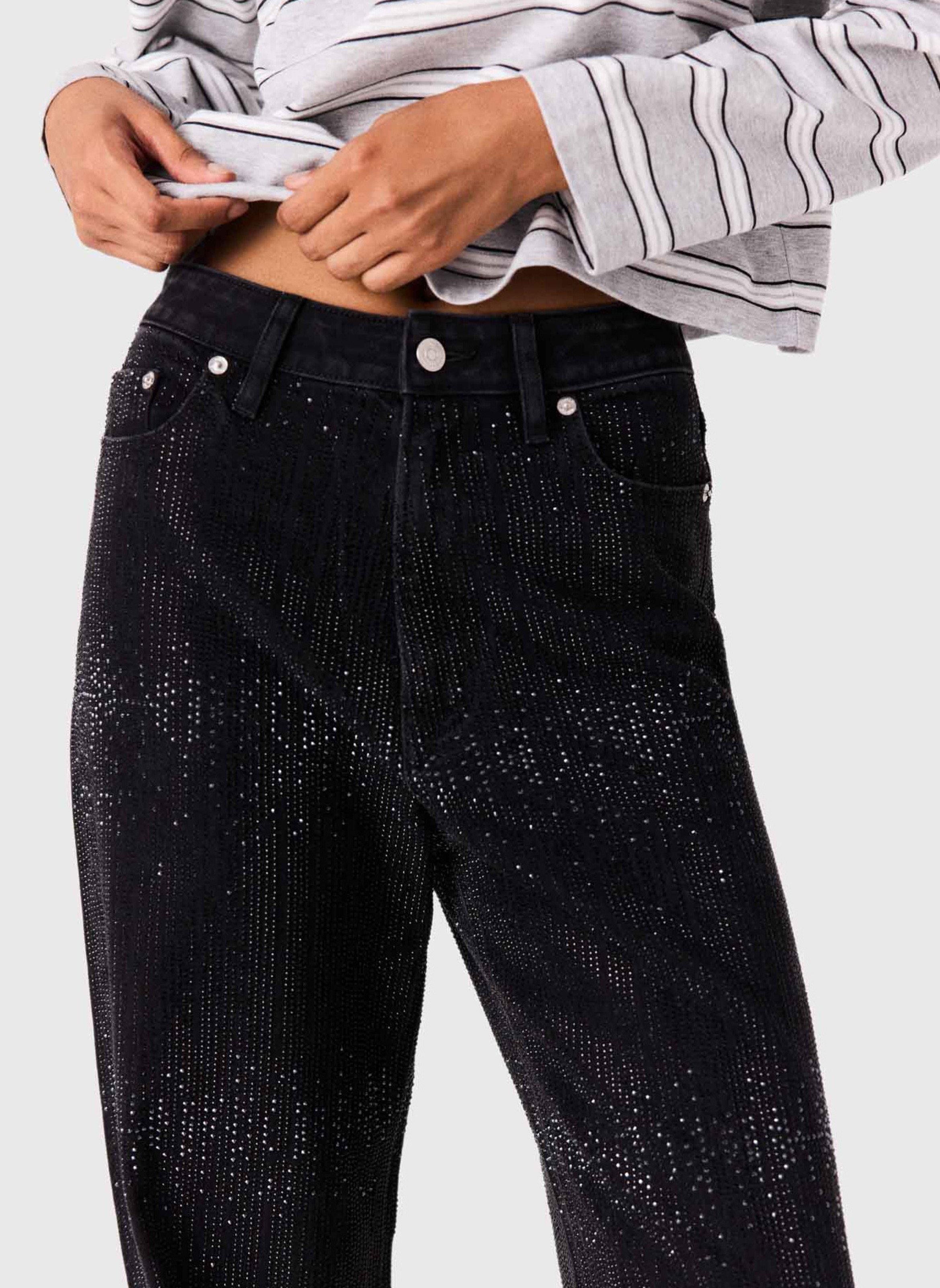 Jean large taille haute MAJE Noir