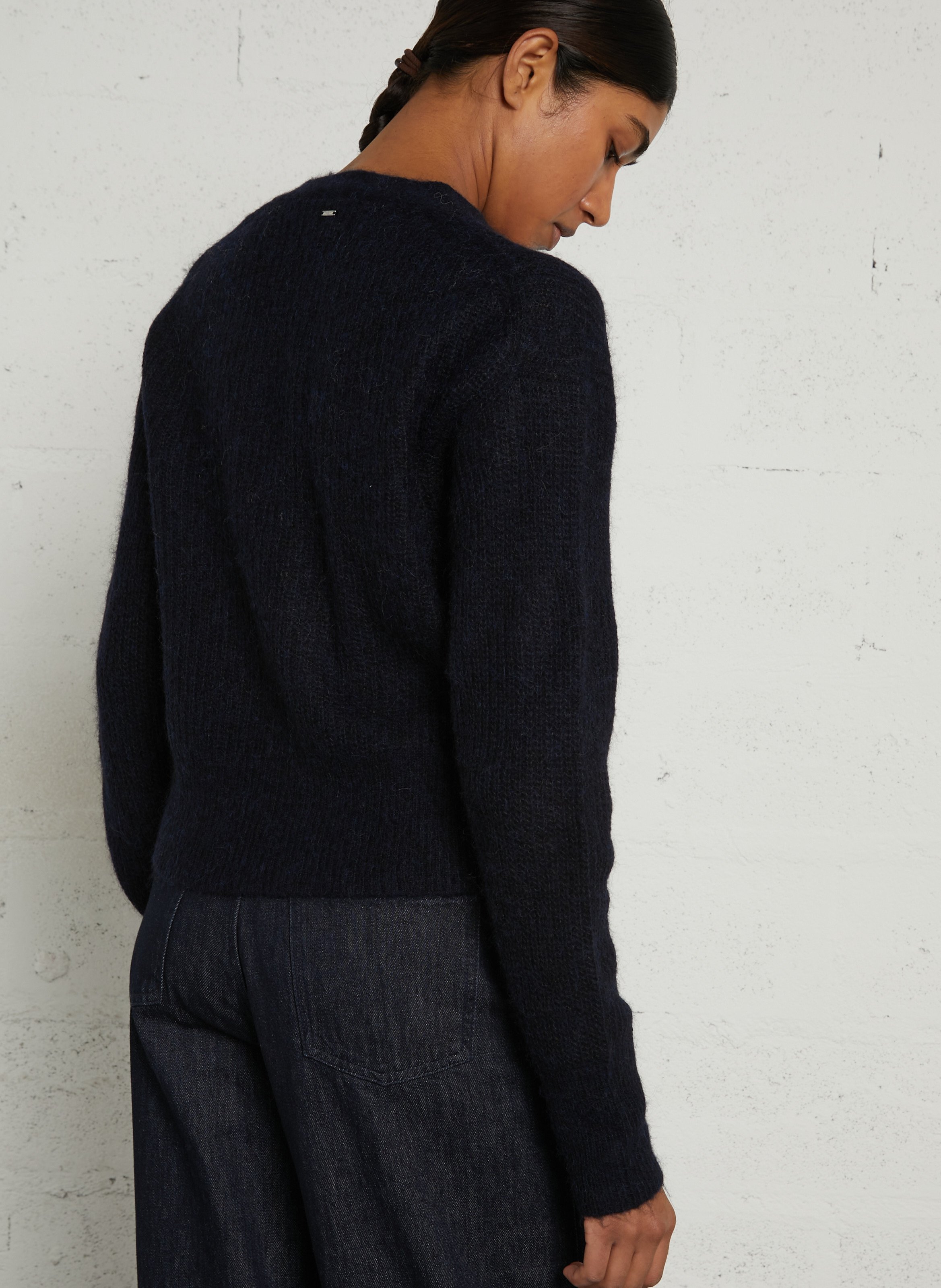 Cardigan col V boutonné en laine mélangée IKKS Bleu