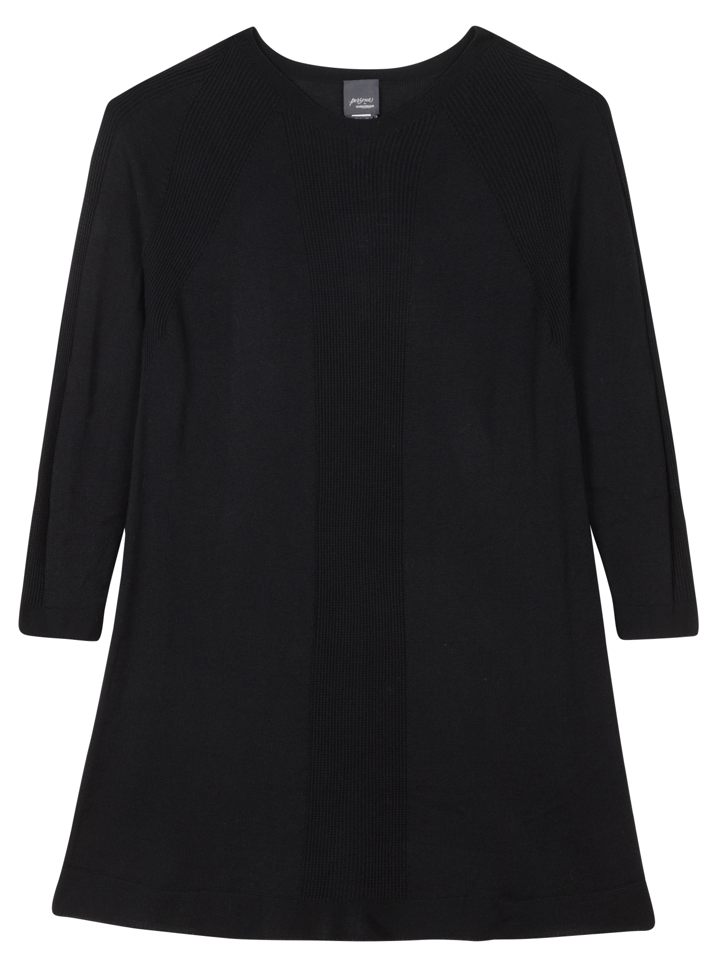 Halflange jurk van scheerwolmix met ronde hals PERSONA by Marina Rinaldi Zwart