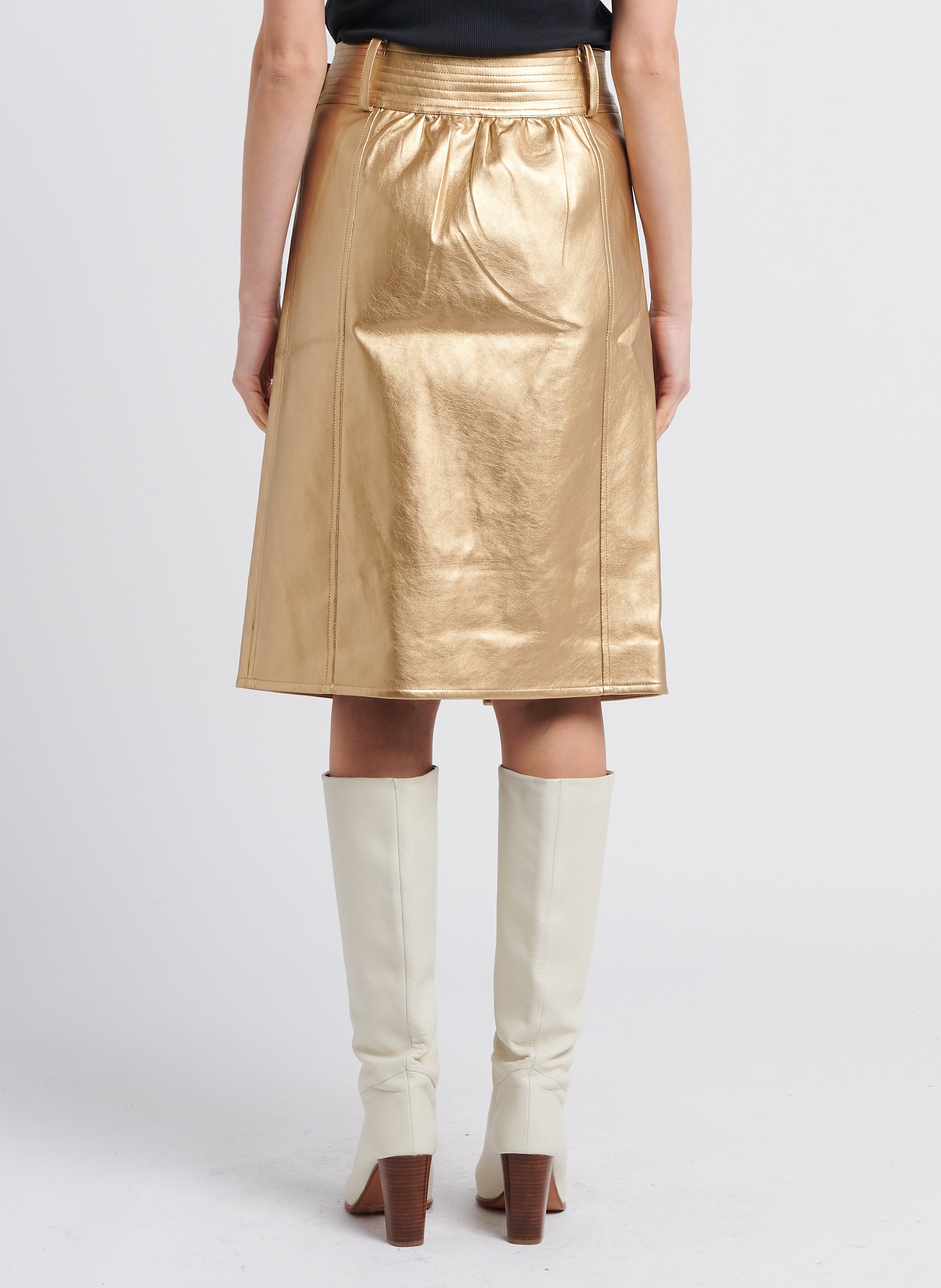 Jupe portefeuille taille haute THE LABEL EDITION Doré