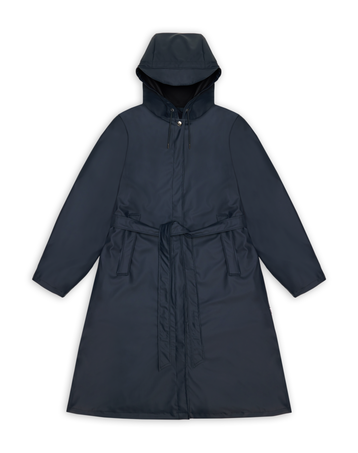 Imperméable droit col rond Bleu
