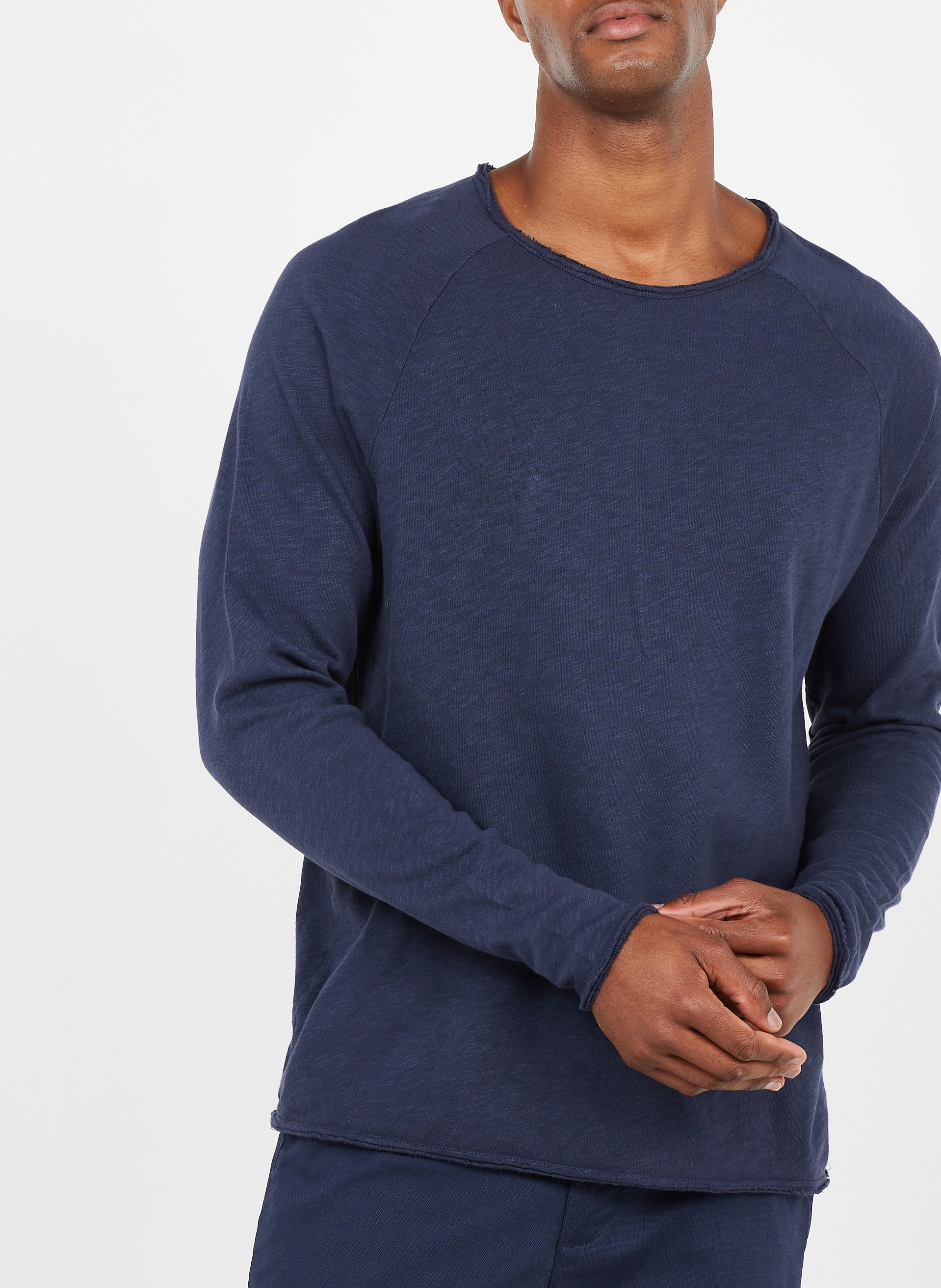 Flamed cotton round-neck T-shirt AMERICAN VINTAGE Blue
